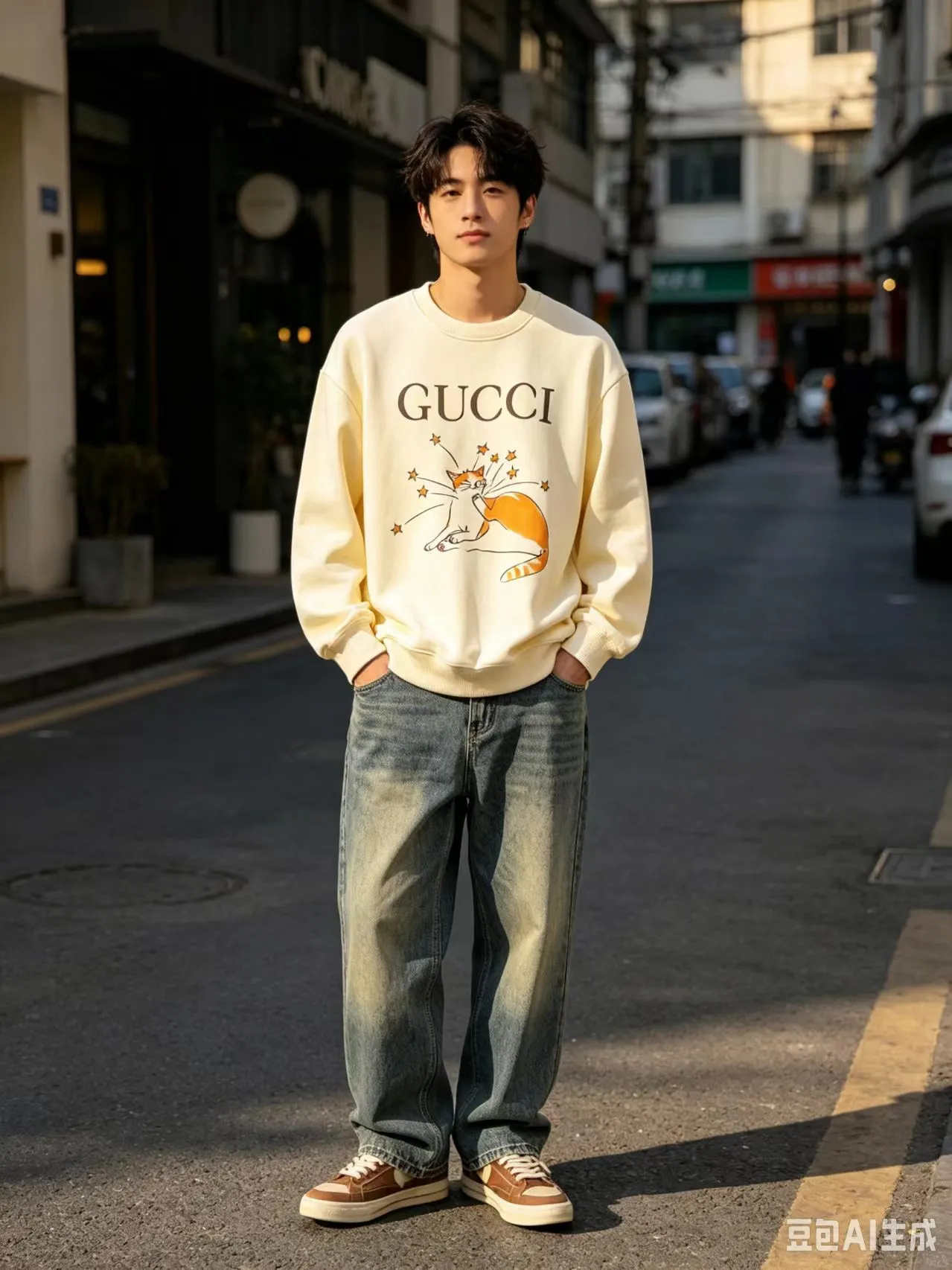 Gucci/Gucci Fun Cartoon Series Printed Round Neck Sweatshirt