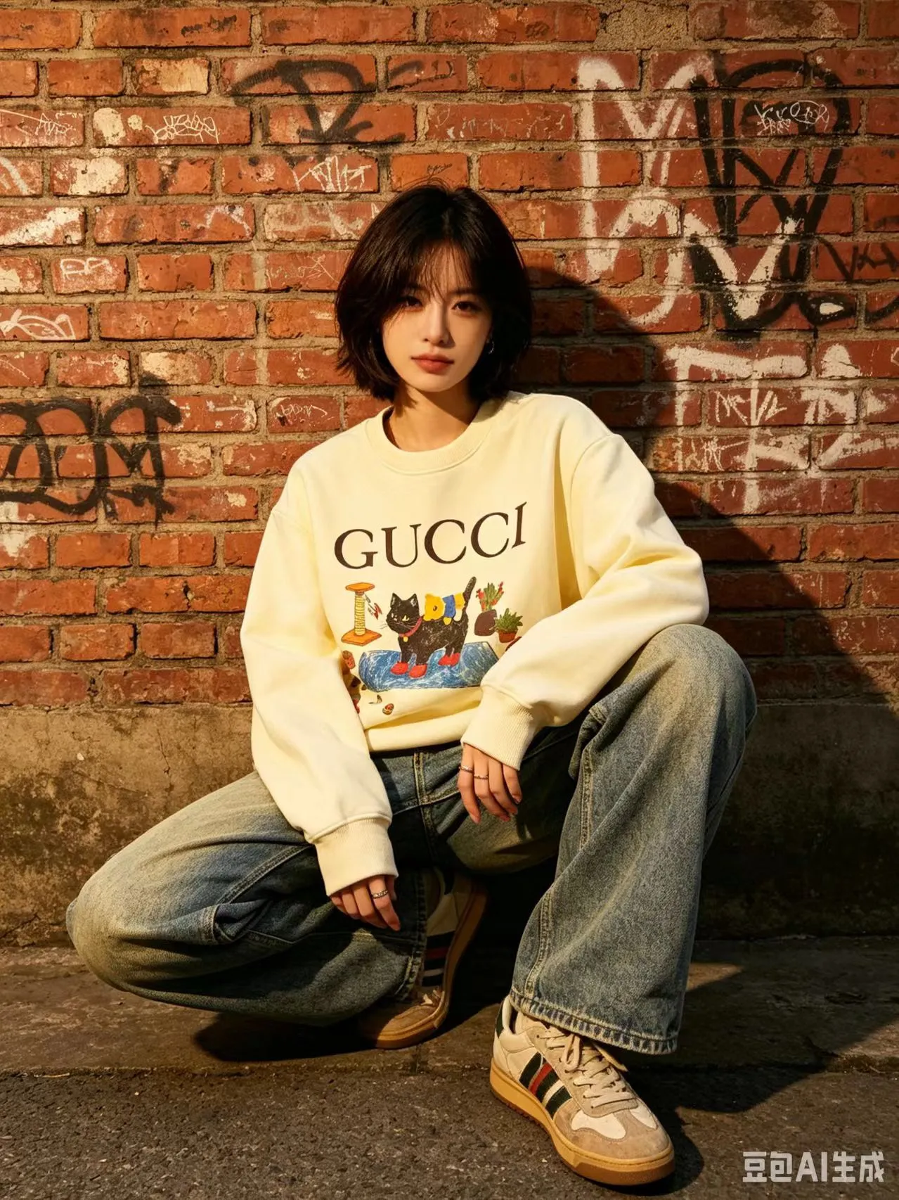 Gucci/Gucci Fun Cartoon Series Printed Round Neck Sweatshirt
