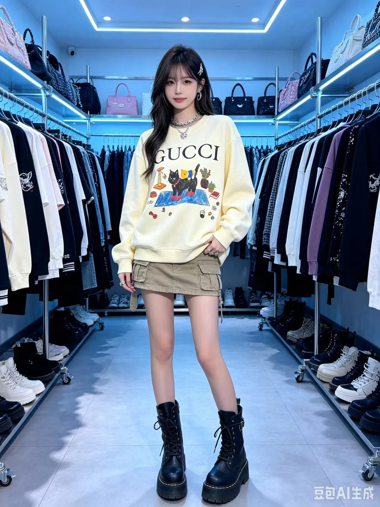 Gucci/Gucci Fun Cartoon Series Printed Round Neck Sweatshirt