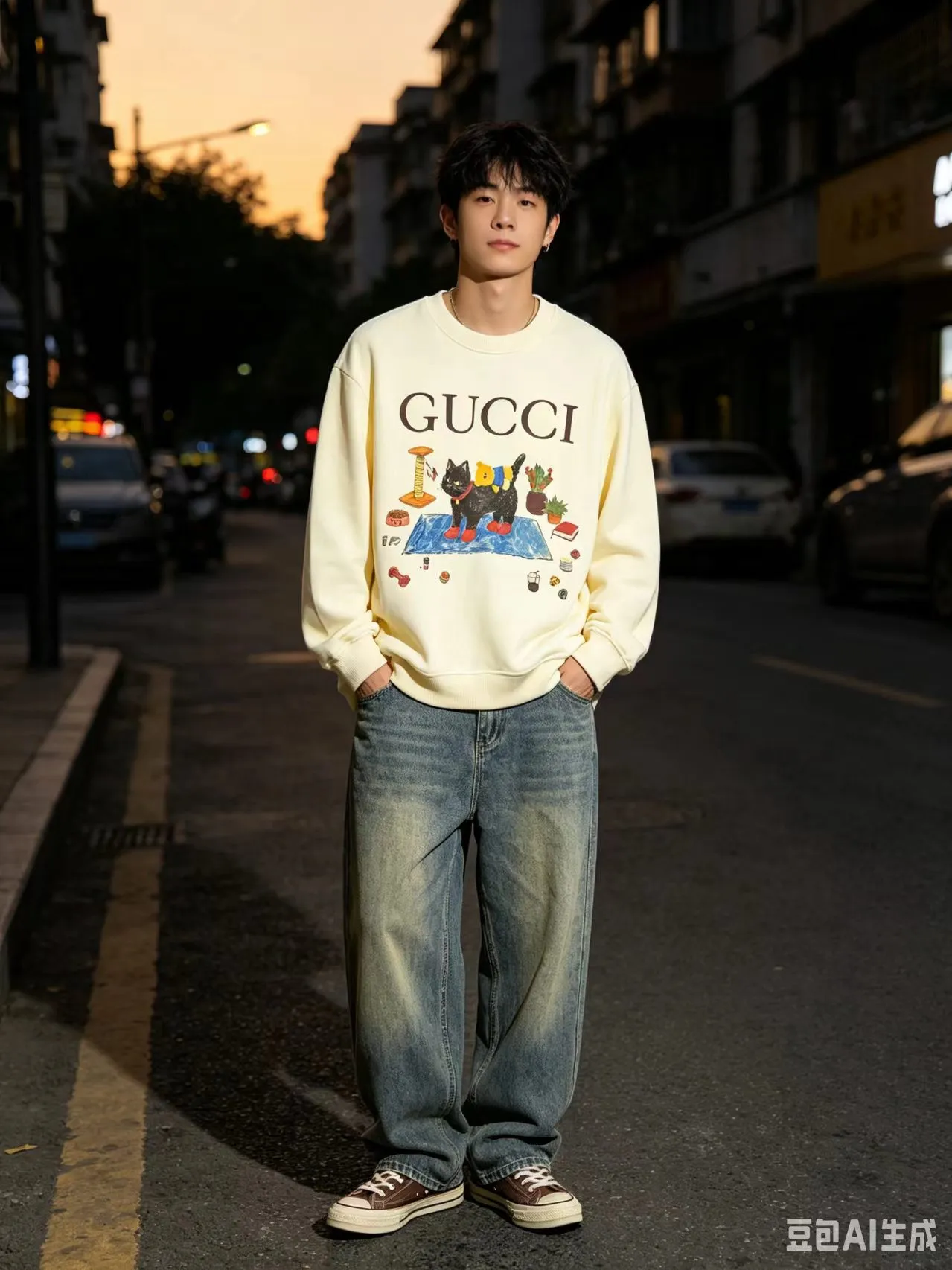 Gucci/Gucci Fun Cartoon Series Printed Round Neck Sweatshirt