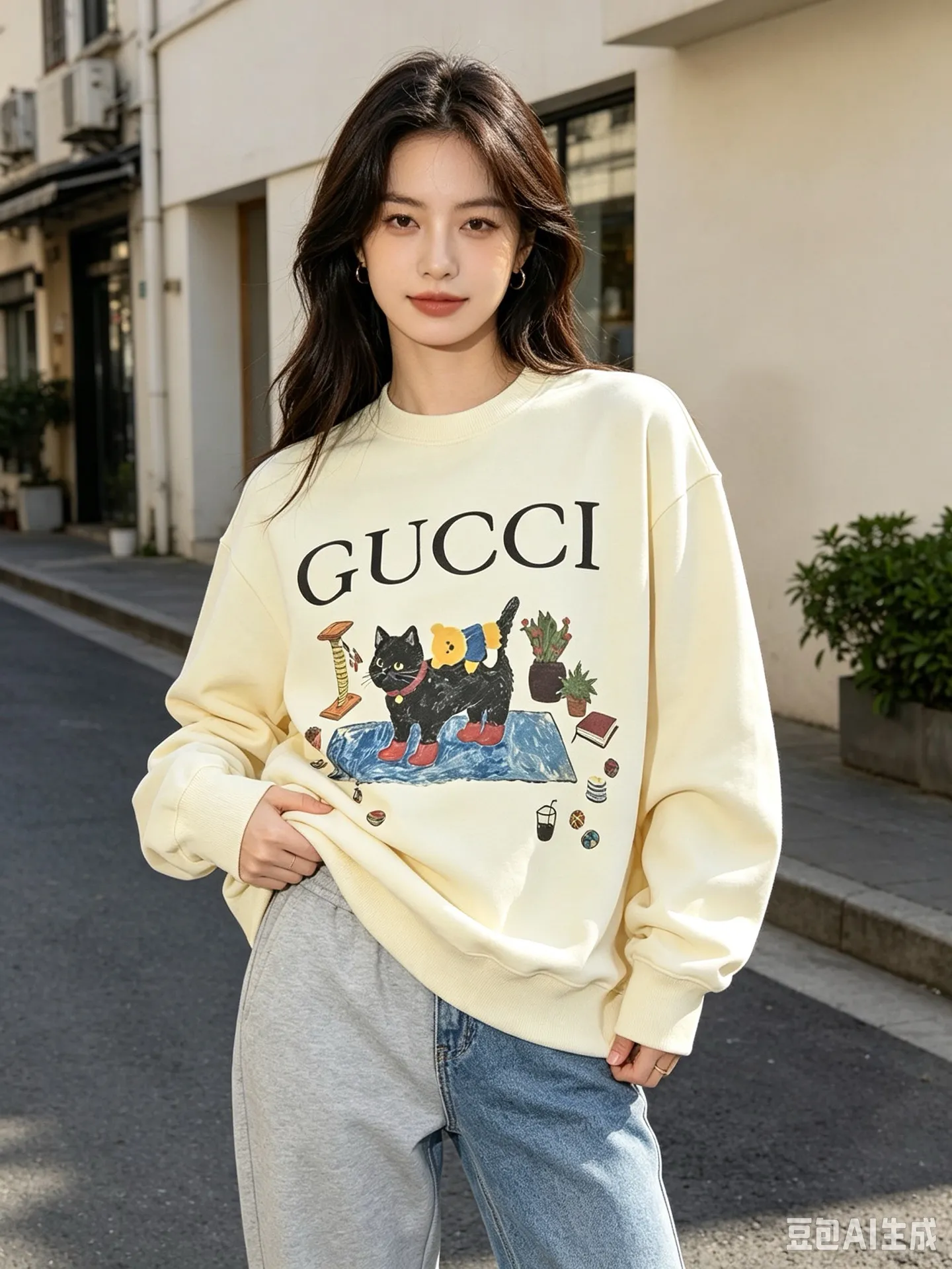Gucci/Gucci Fun Cartoon Series Printed Round Neck Sweatshirt