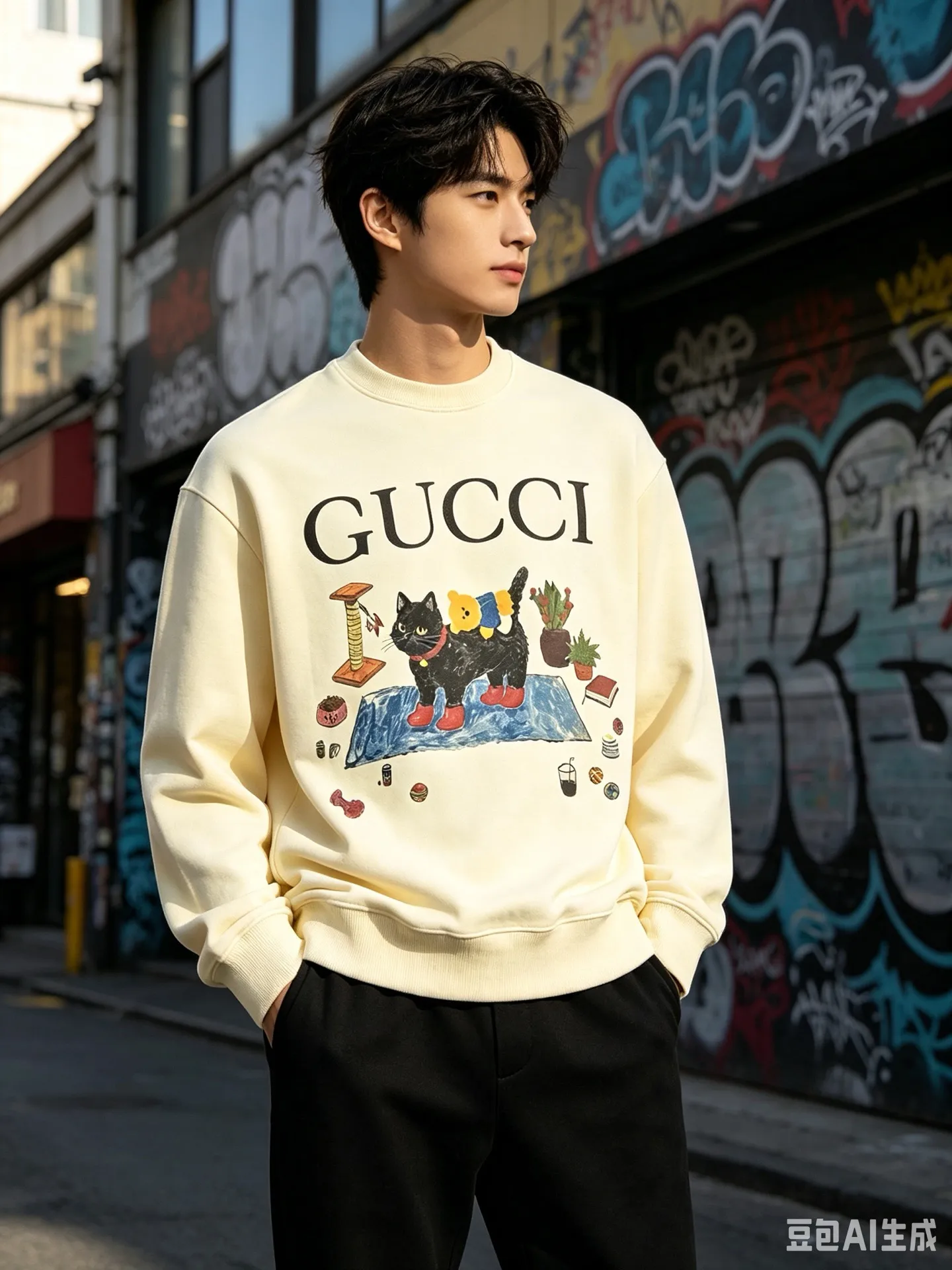 Gucci/Gucci Fun Cartoon Series Printed Round Neck Sweatshirt