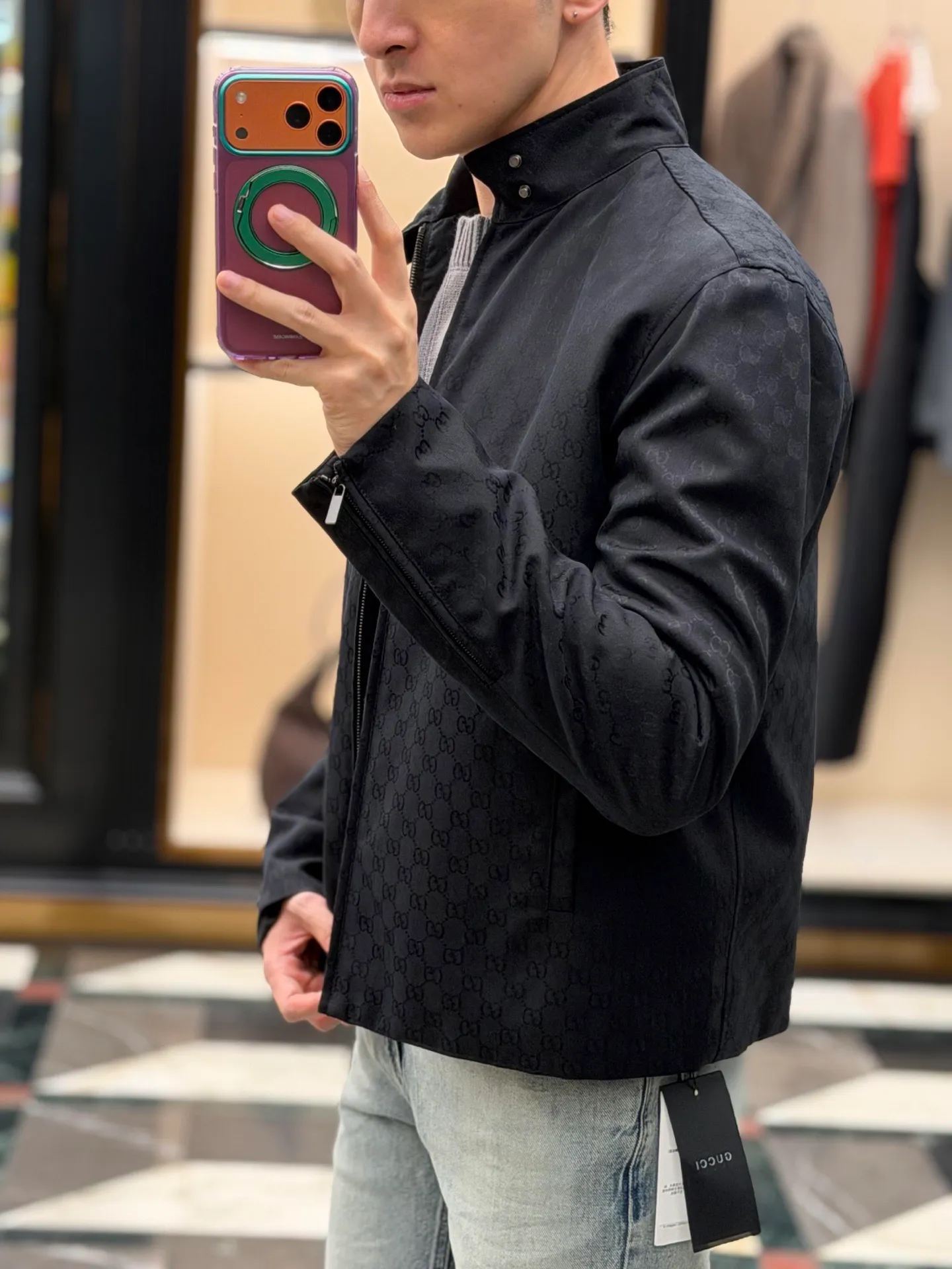 Gucci/Gucci all-over printed hidden zipper jacket