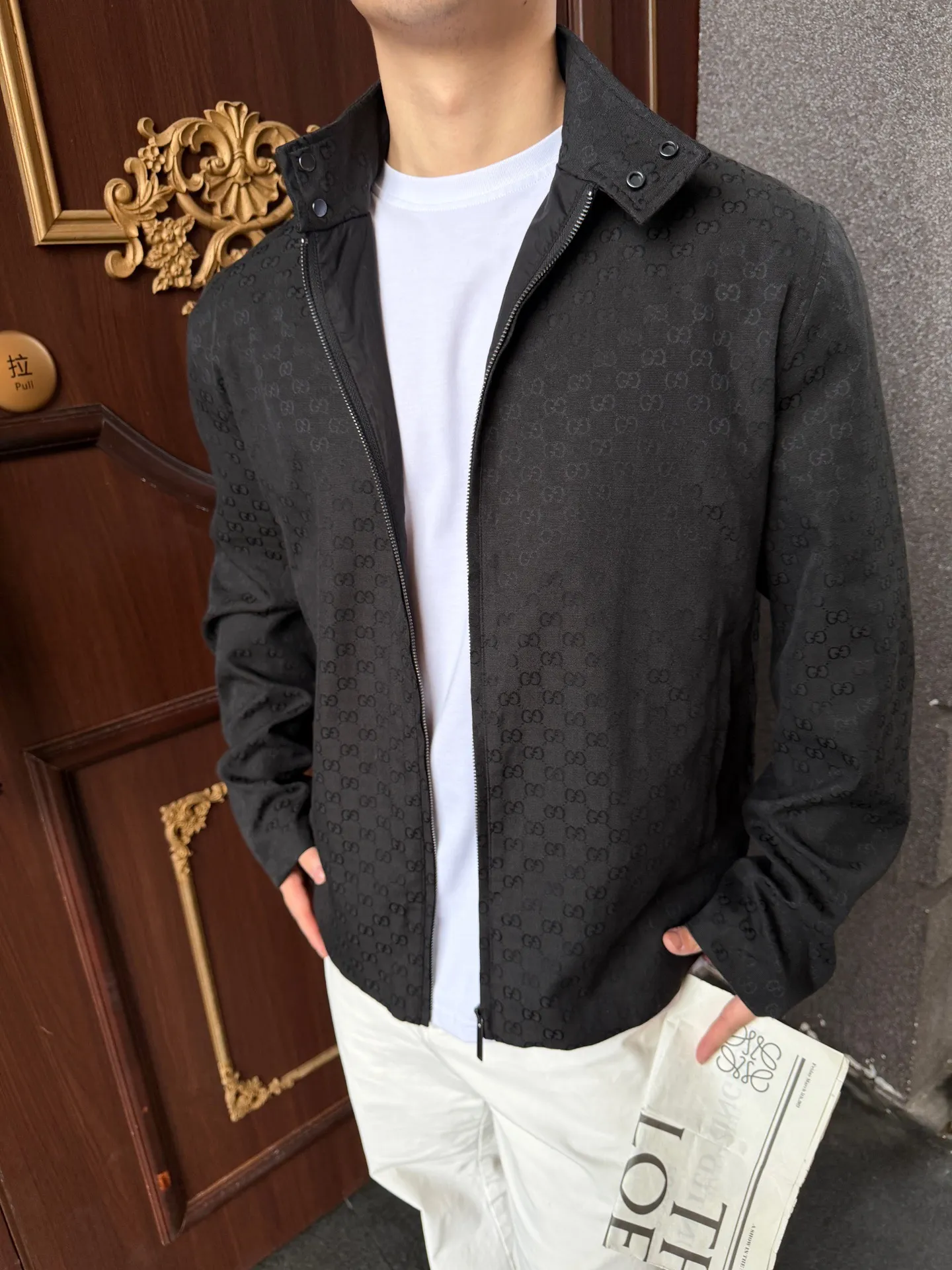 Gucci/Gucci all-over printed hidden zipper jacket