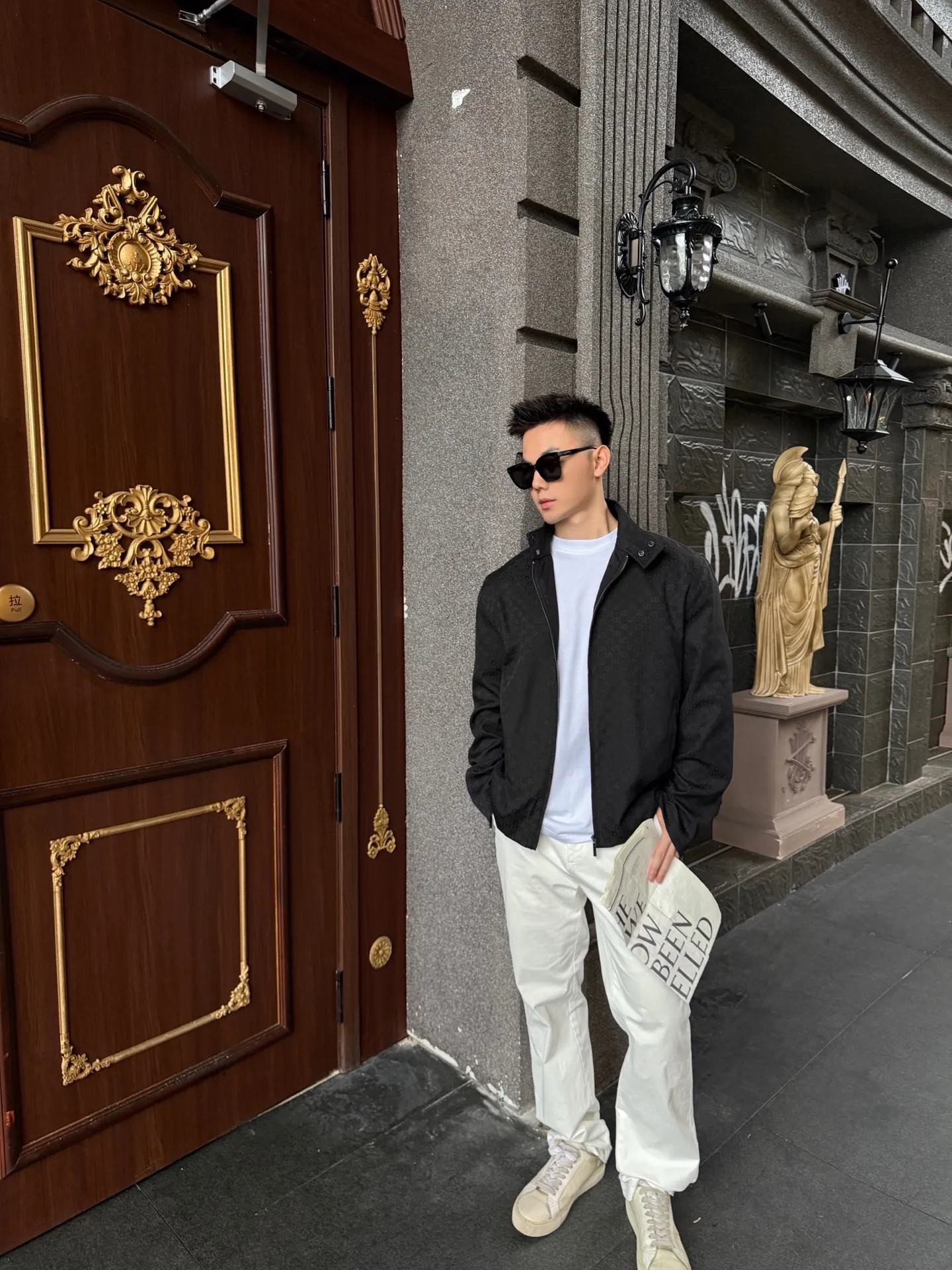Gucci/Gucci all-over printed hidden zipper jacket