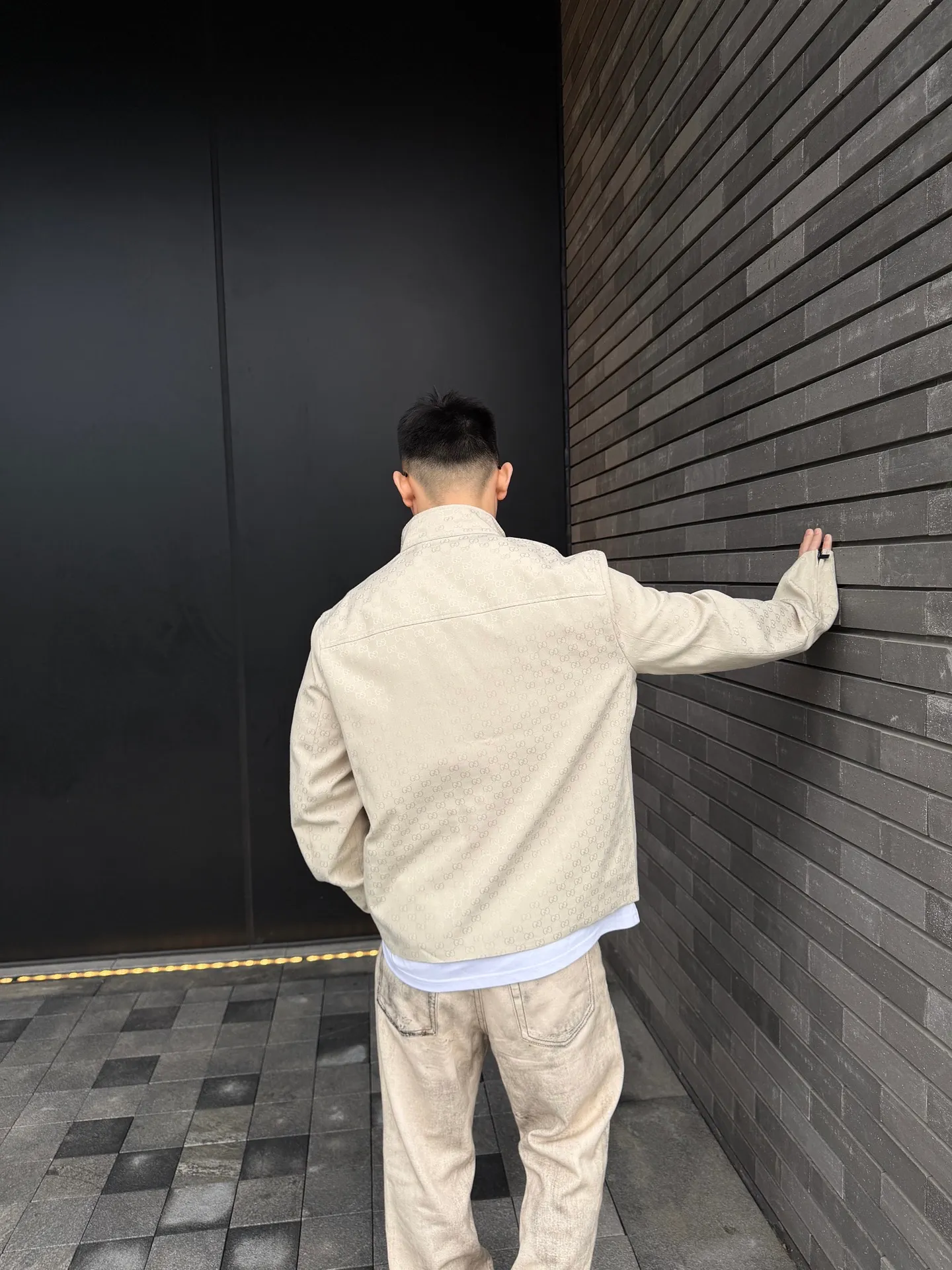 Gucci/Gucci all-over printed hidden zipper jacket