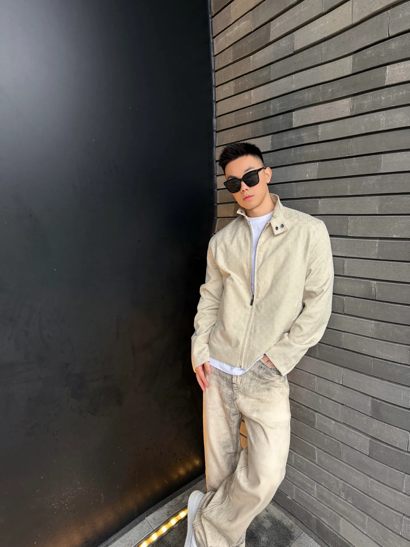 Gucci/Gucci all-over printed hidden zipper jacket