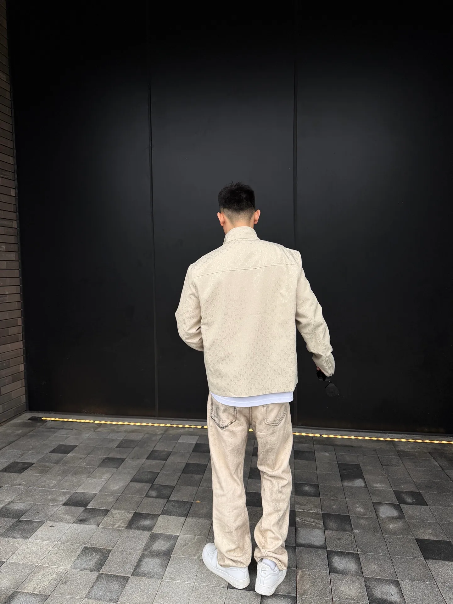 Gucci/Gucci all-over printed hidden zipper jacket