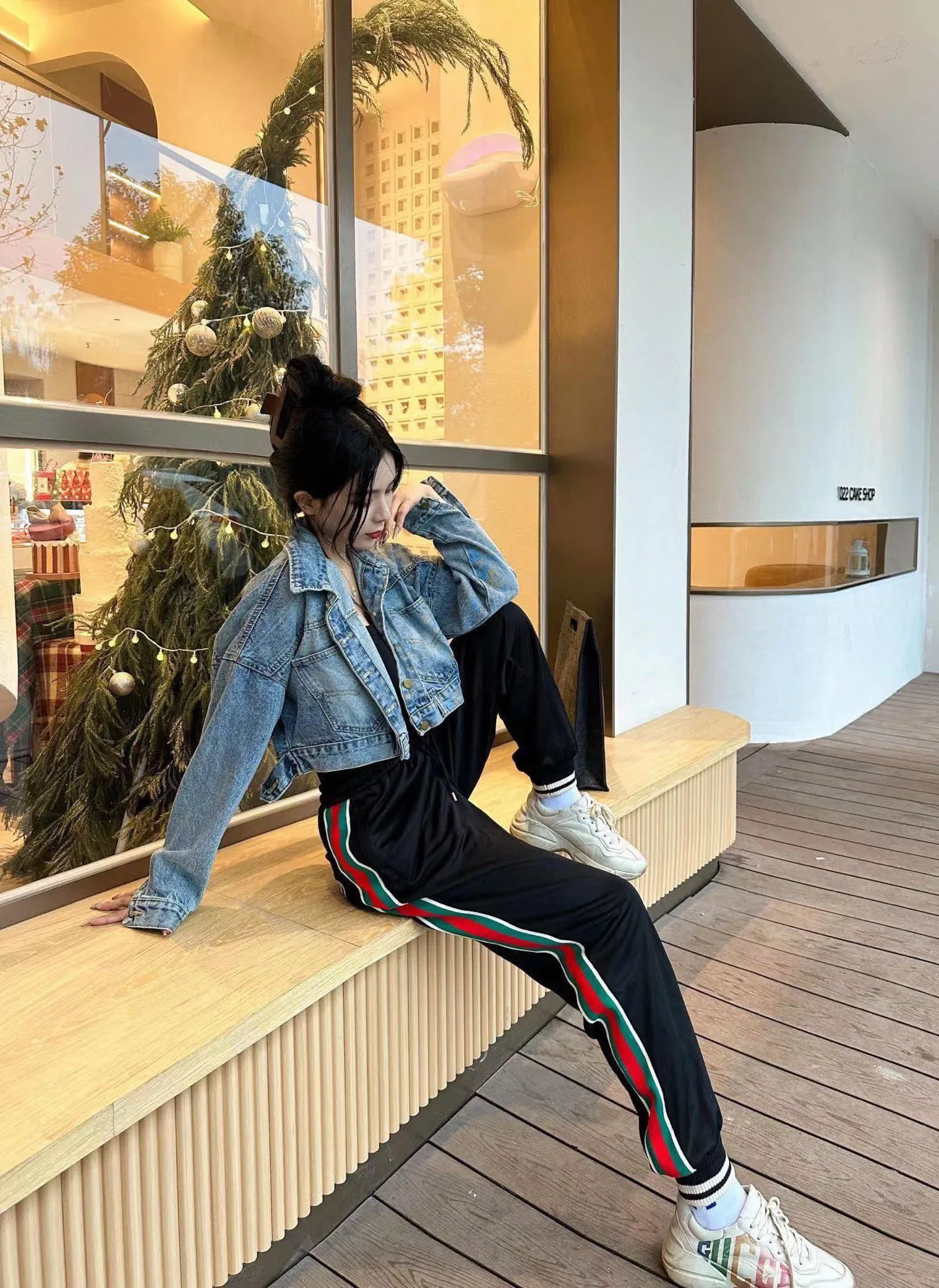 Gucci/Gucci Classic red and green webbing suit trousers