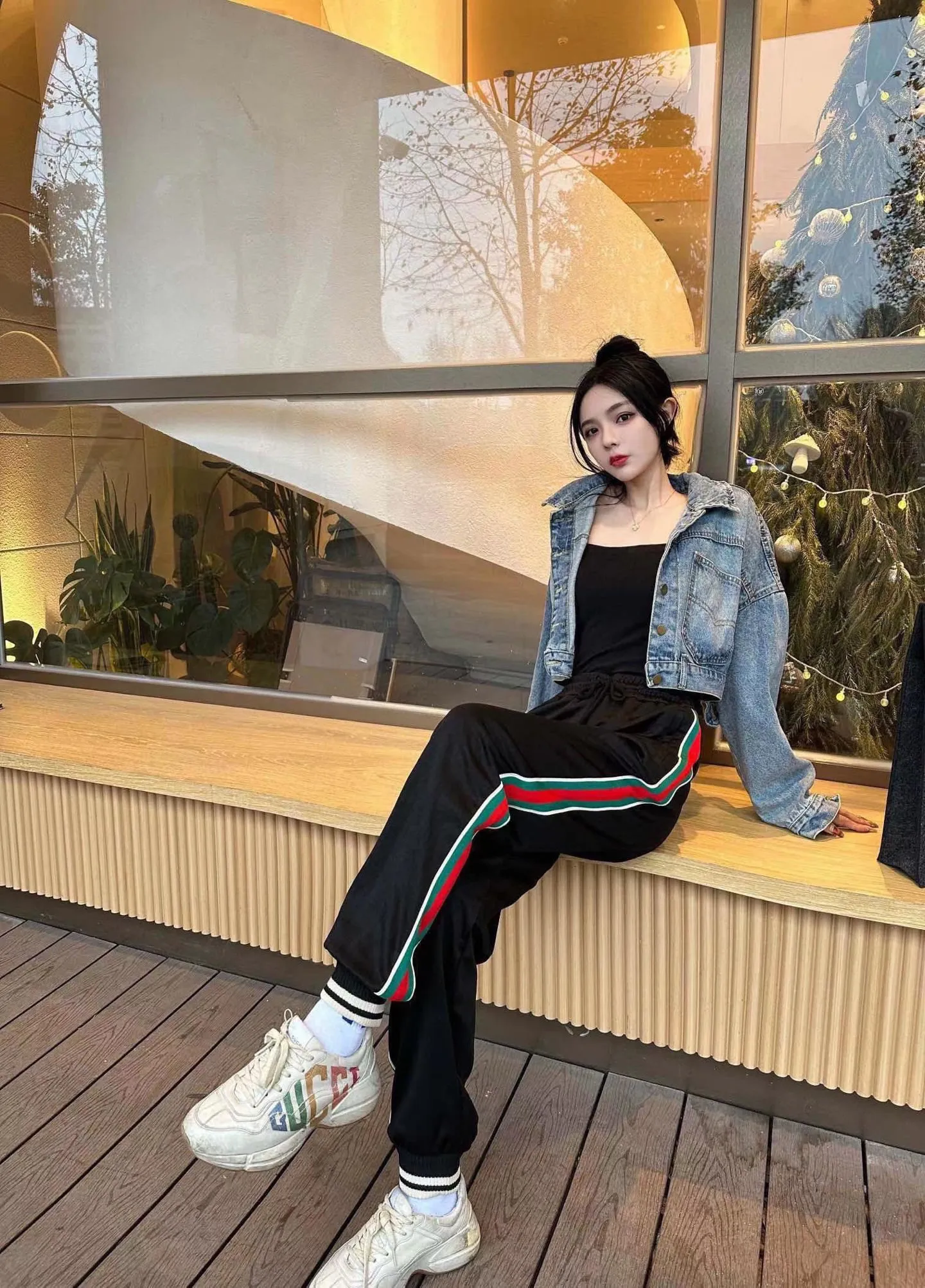 Gucci/Gucci Classic red and green webbing suit trousers
