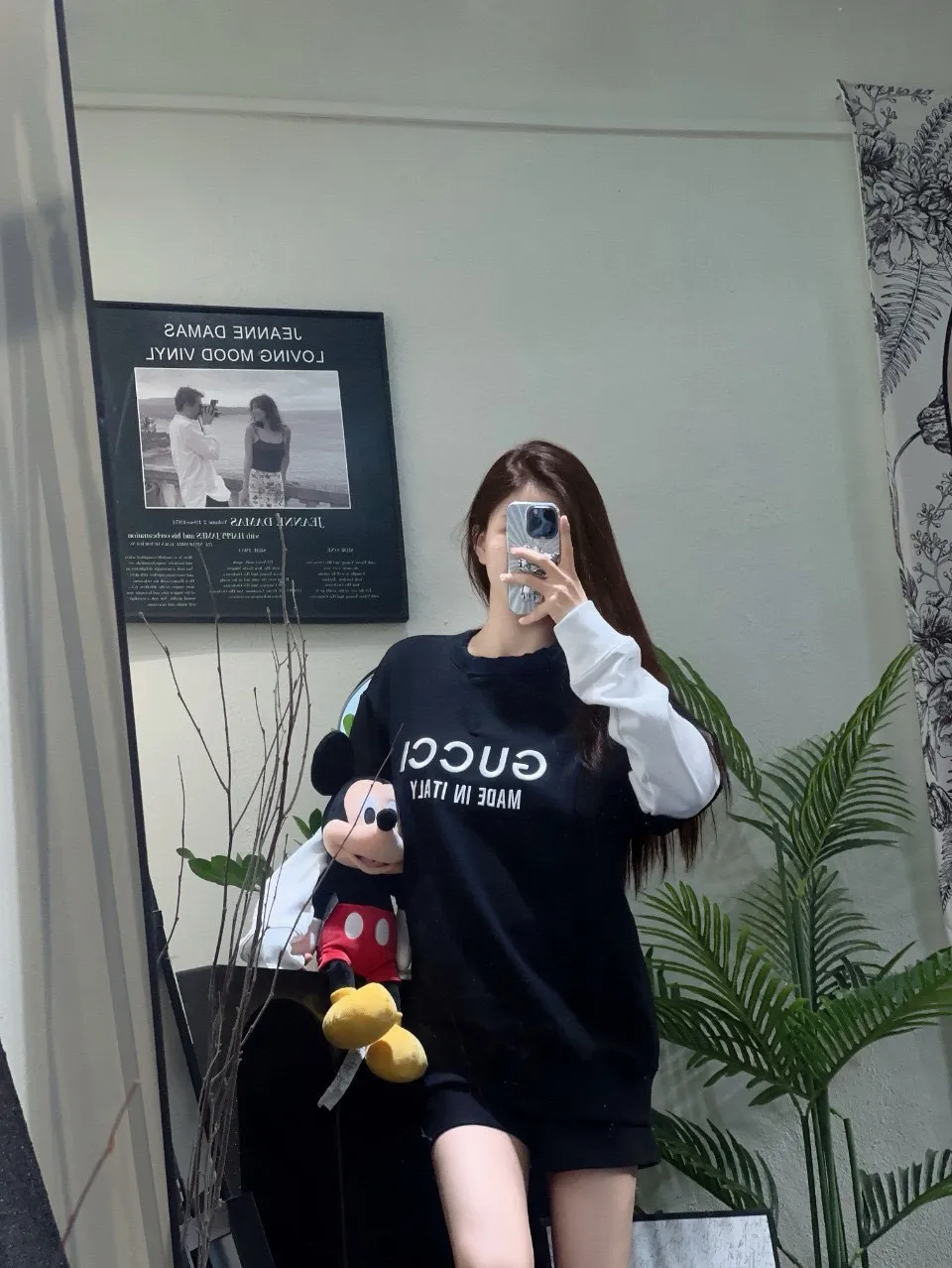Gucci/Gucci 24Fw embroidered letter logo stitching fake two-piece sweatshirt