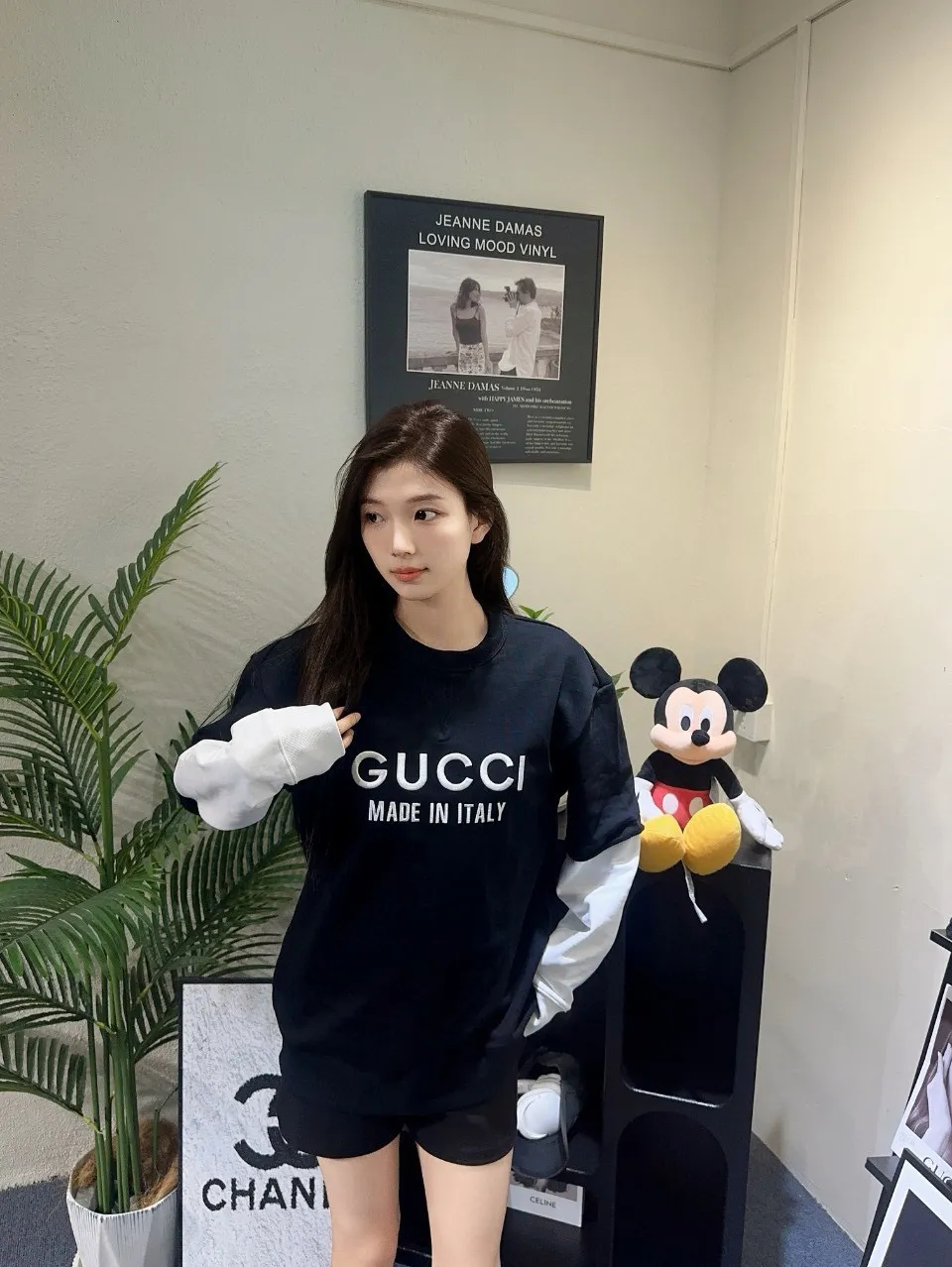 Gucci/Gucci 24Fw embroidered letter logo stitching fake two-piece sweatshirt