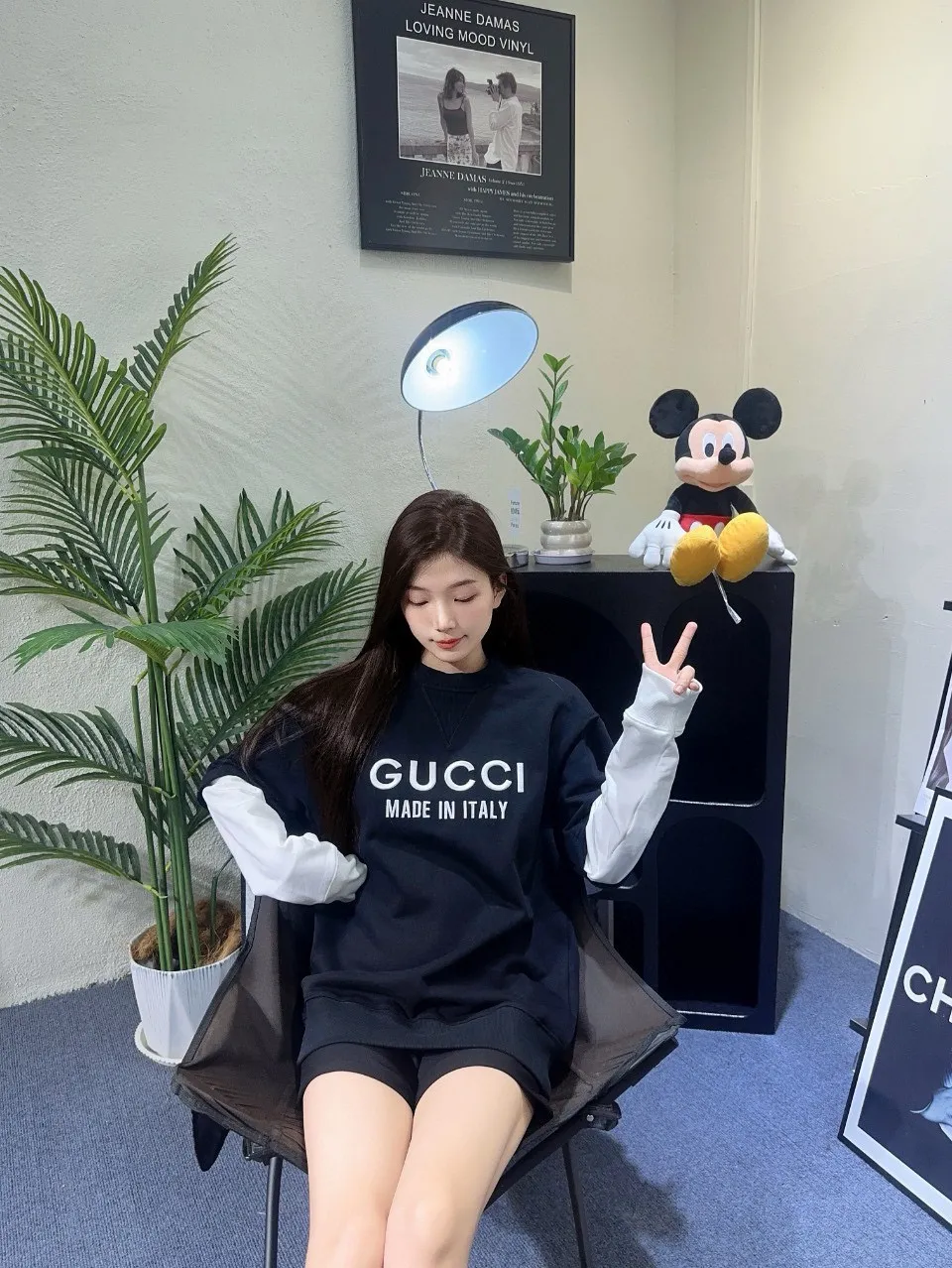 Gucci/Gucci 24Fw embroidered letter logo stitching fake two-piece sweatshirt