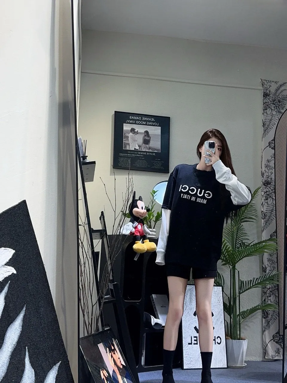 Gucci/Gucci 24Fw embroidered letter logo stitching fake two-piece sweatshirt