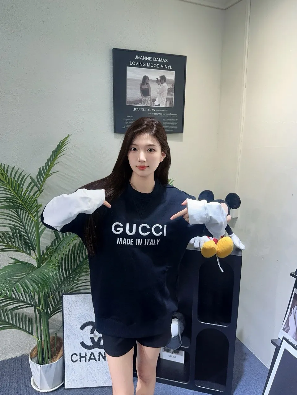 Gucci/Gucci 24Fw embroidered letter logo stitching fake two-piece sweatshirt