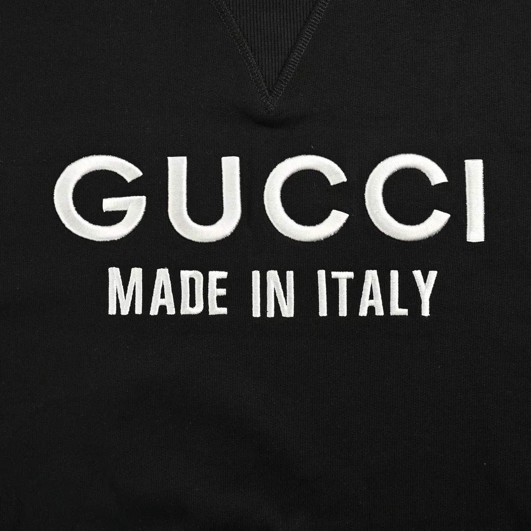 Gucci/Gucci 24Fw embroidered letter logo stitching fake two-piece sweatshirt