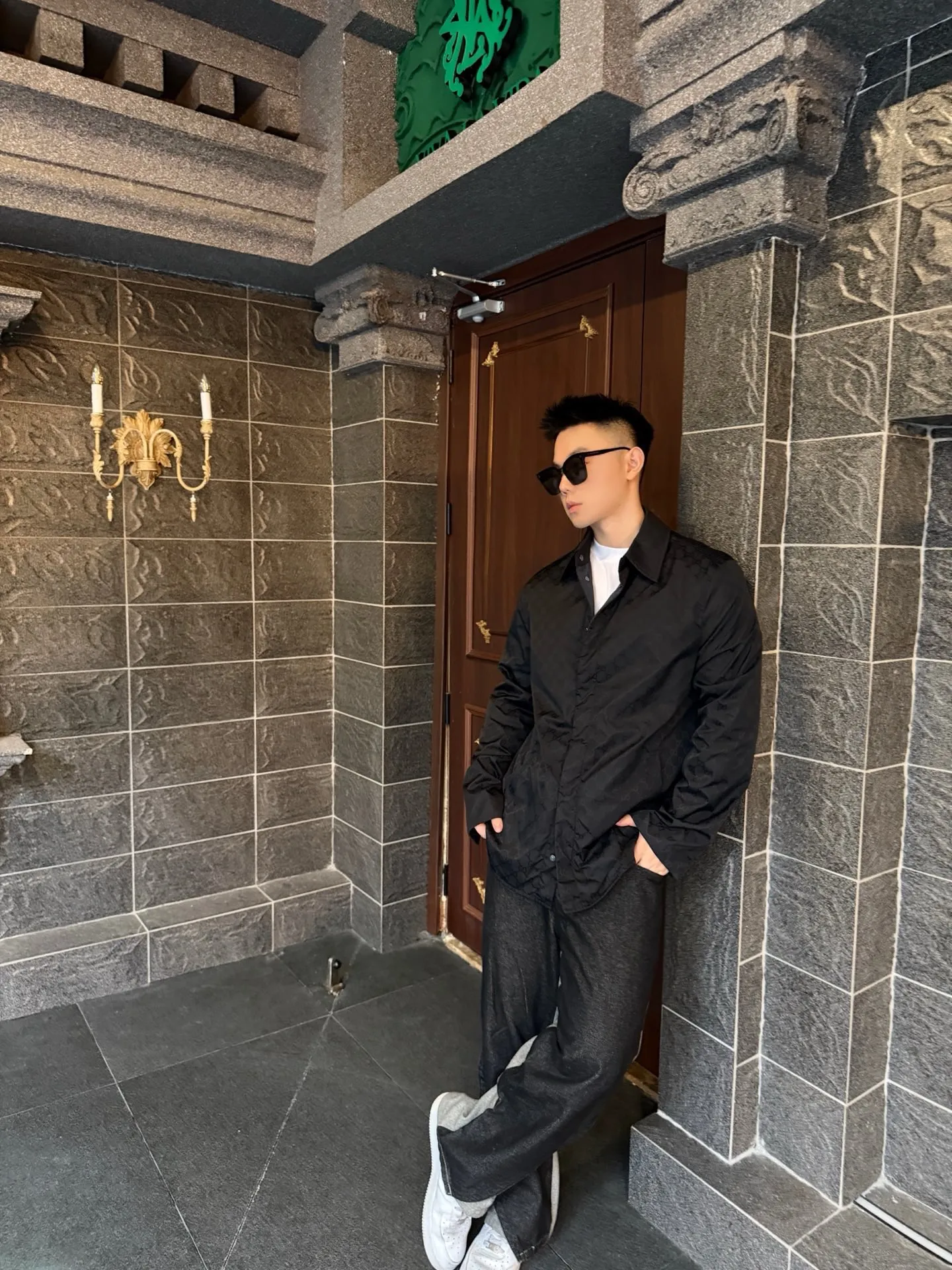 Gucci/Gucci jacquard GG lightweight mulberry silk faille jacket