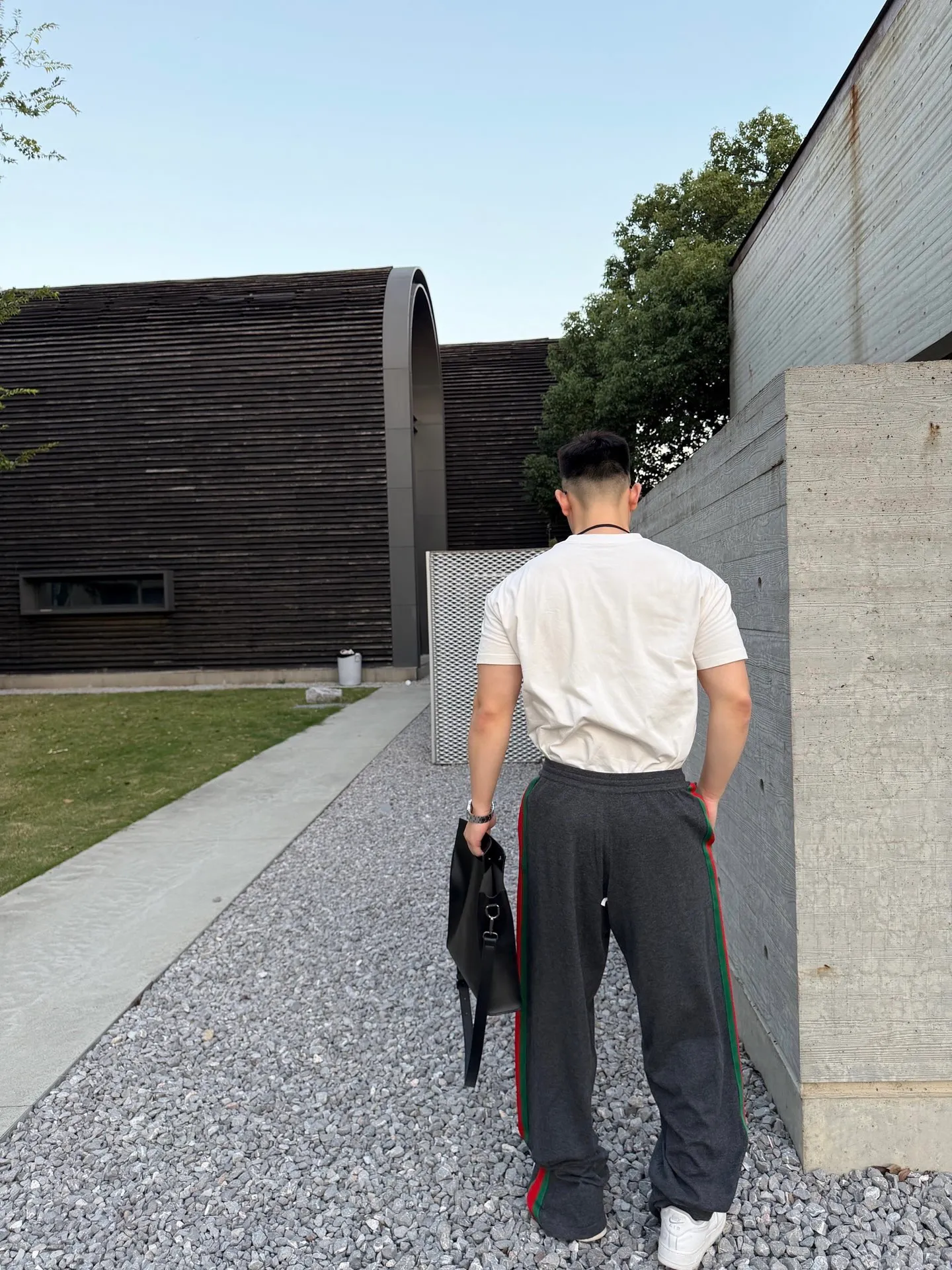 Gucci/Gucci red and green webbing wool suit trousers