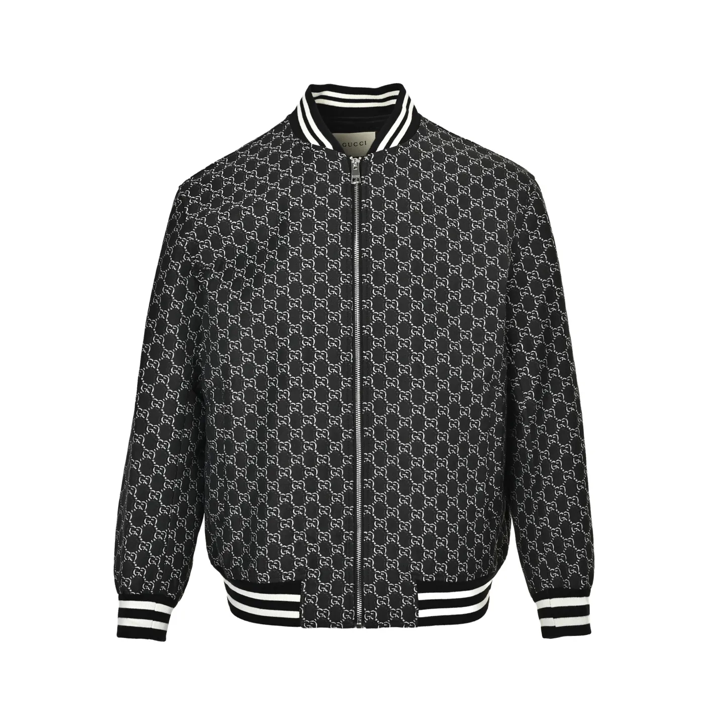 Gucci/Gucci all-over old flower jacquard baseball jacket with embroidered badge on the back