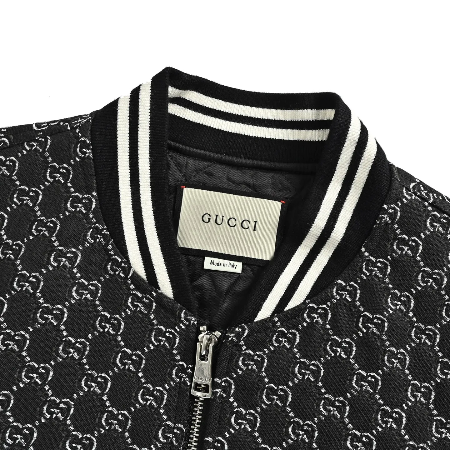 Gucci/Gucci all-over old flower jacquard baseball jacket with embroidered badge on the back