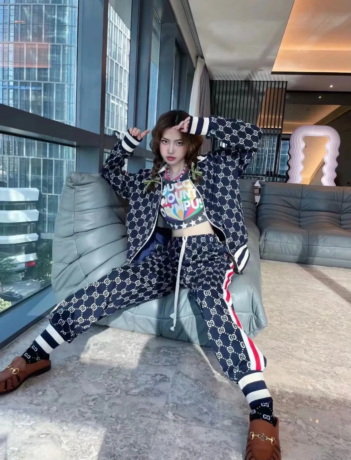 Gucci/Gucci Classic all-over jacquard logo suit trousers