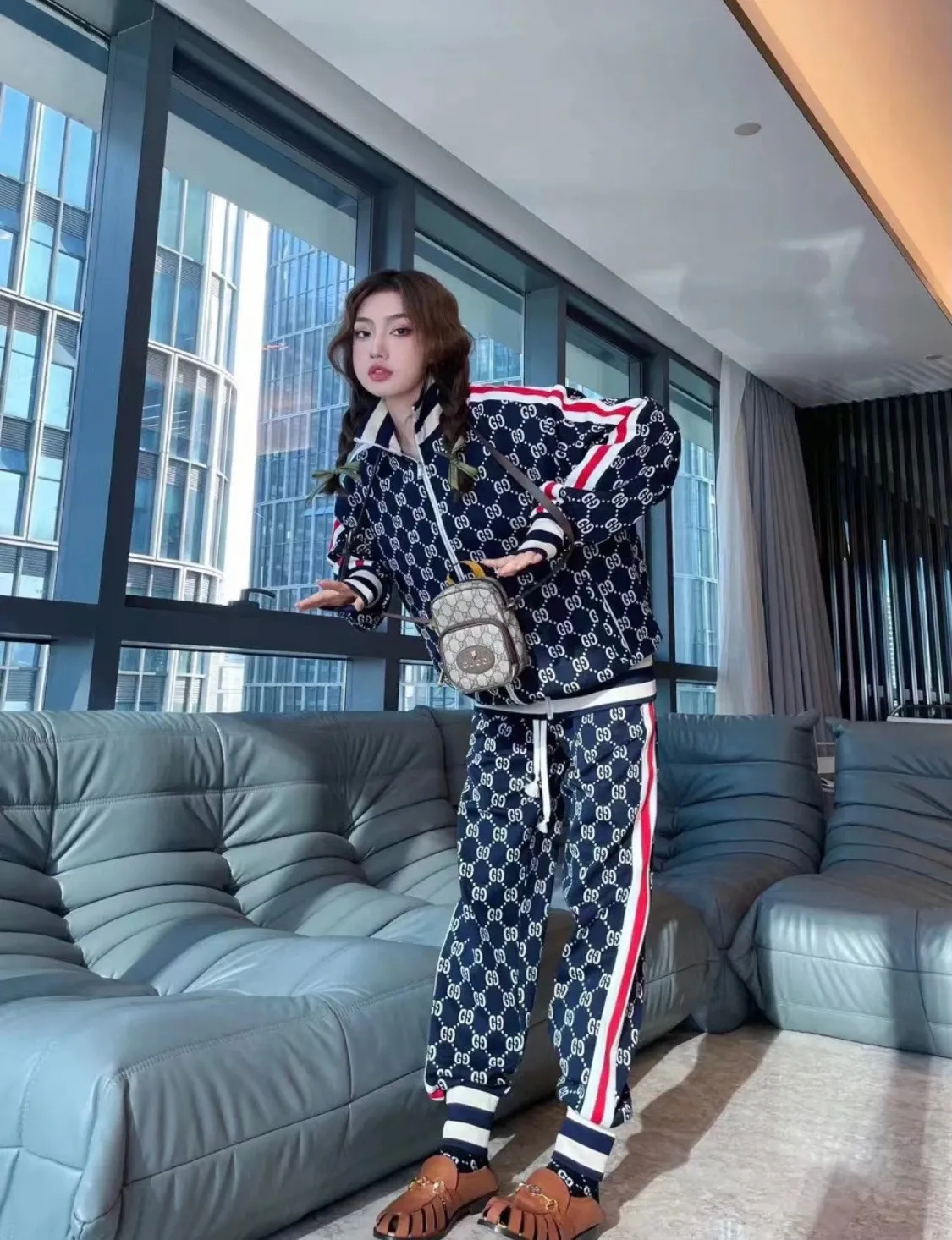Gucci/Gucci Classic all-over jacquard logo suit trousers