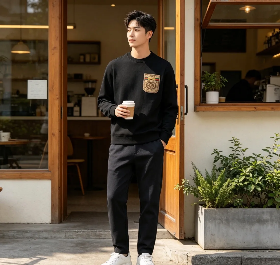 Gucci/Gucci pocket old flower patch round neck sweatshirt