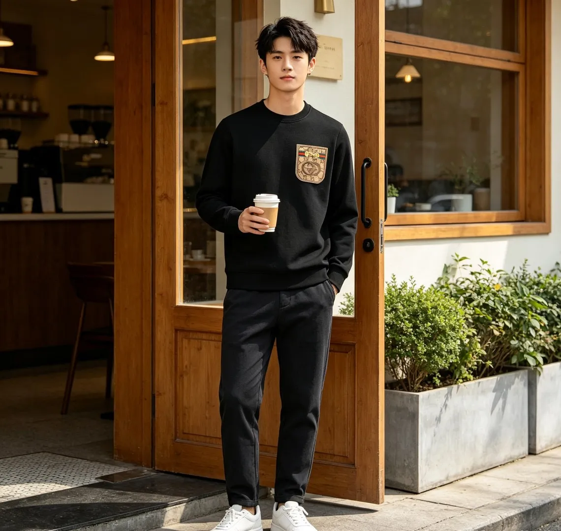 Gucci/Gucci pocket old flower patch round neck sweatshirt