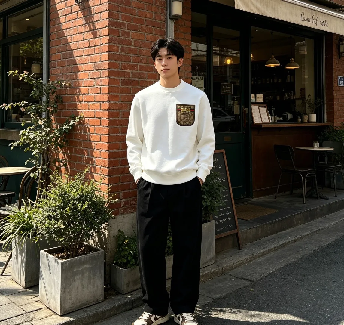 Gucci/Gucci pocket old flower patch round neck sweatshirt