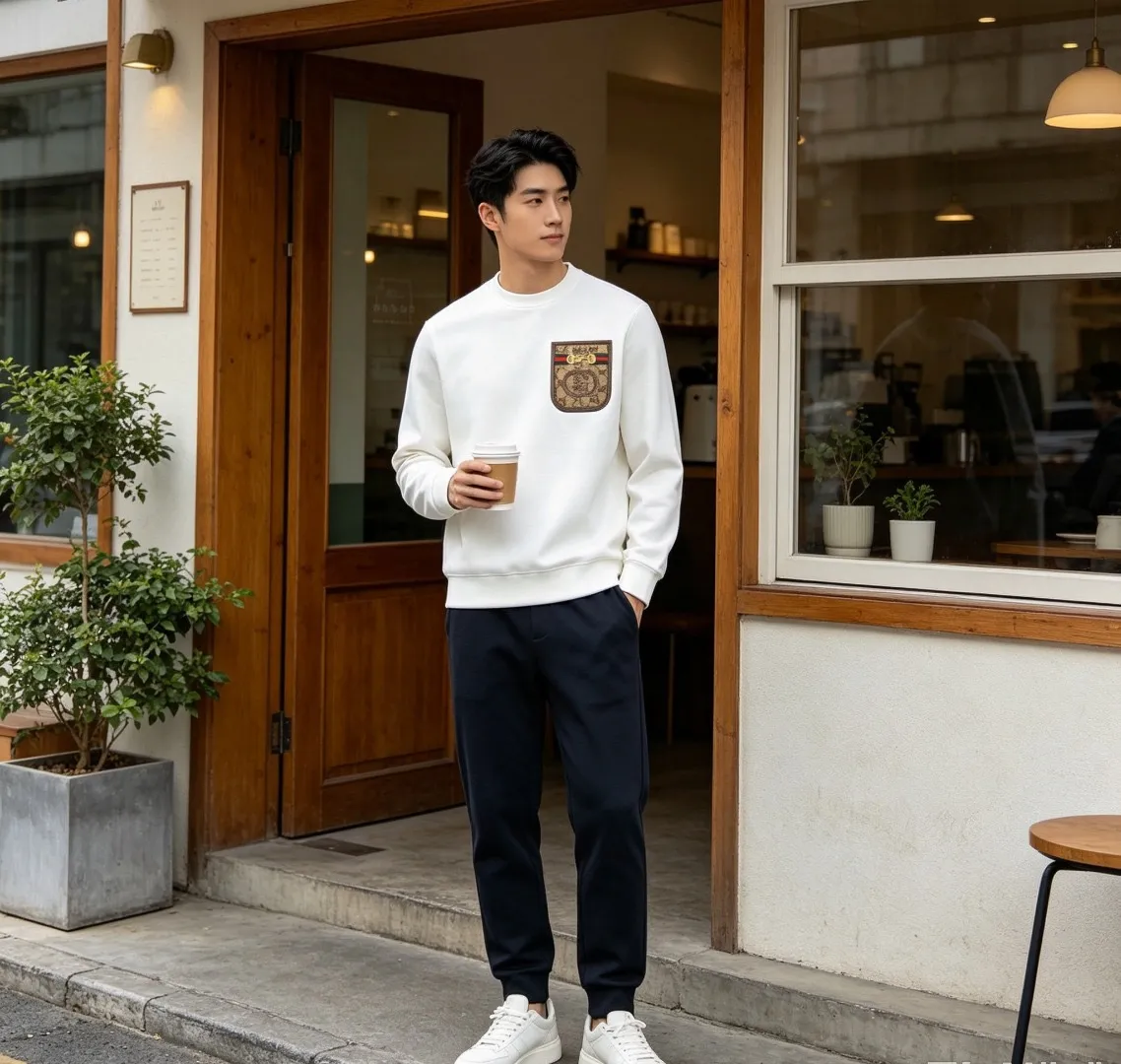 Gucci/Gucci pocket old flower patch round neck sweatshirt