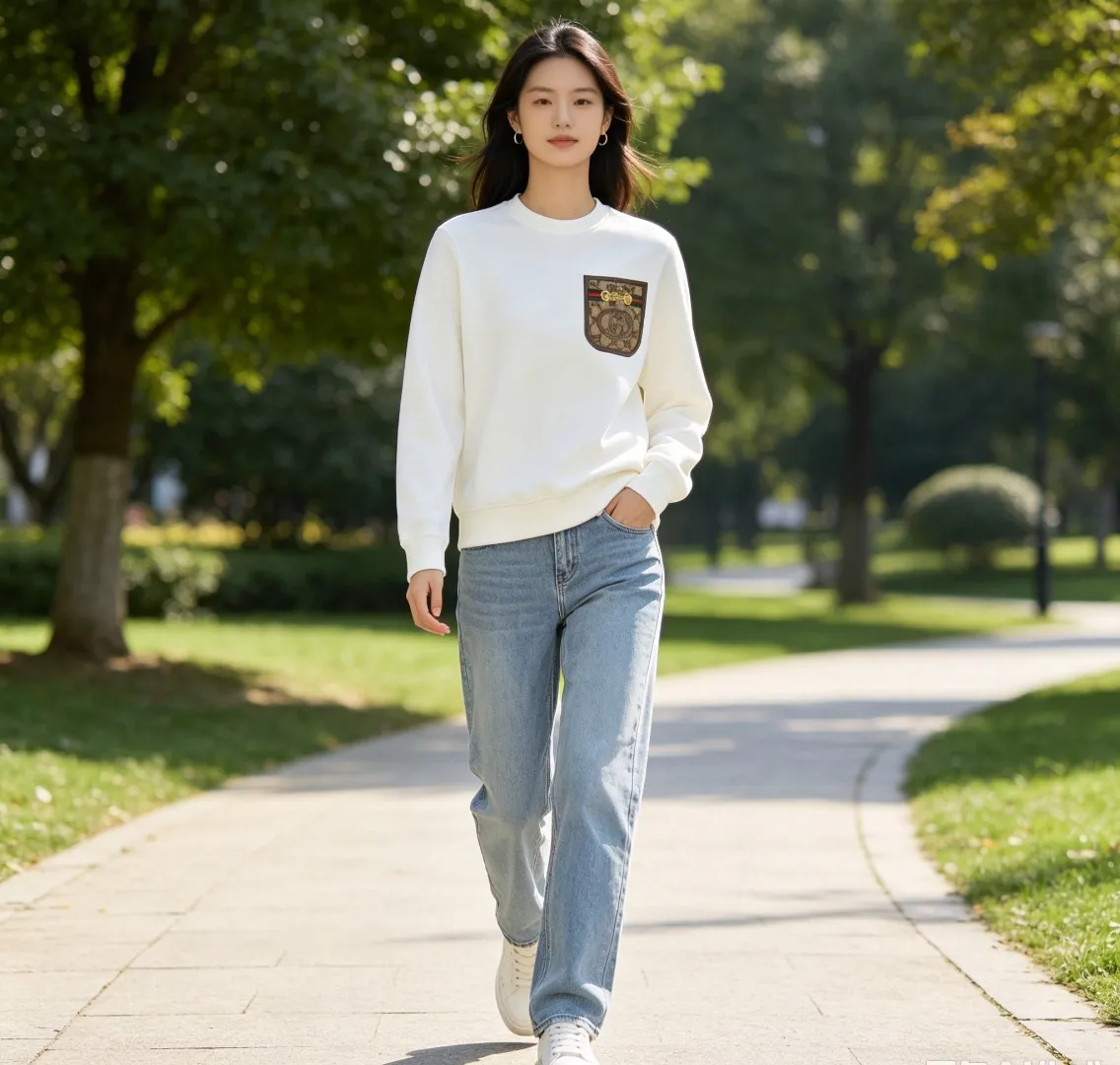Gucci/Gucci pocket old flower patch round neck sweatshirt