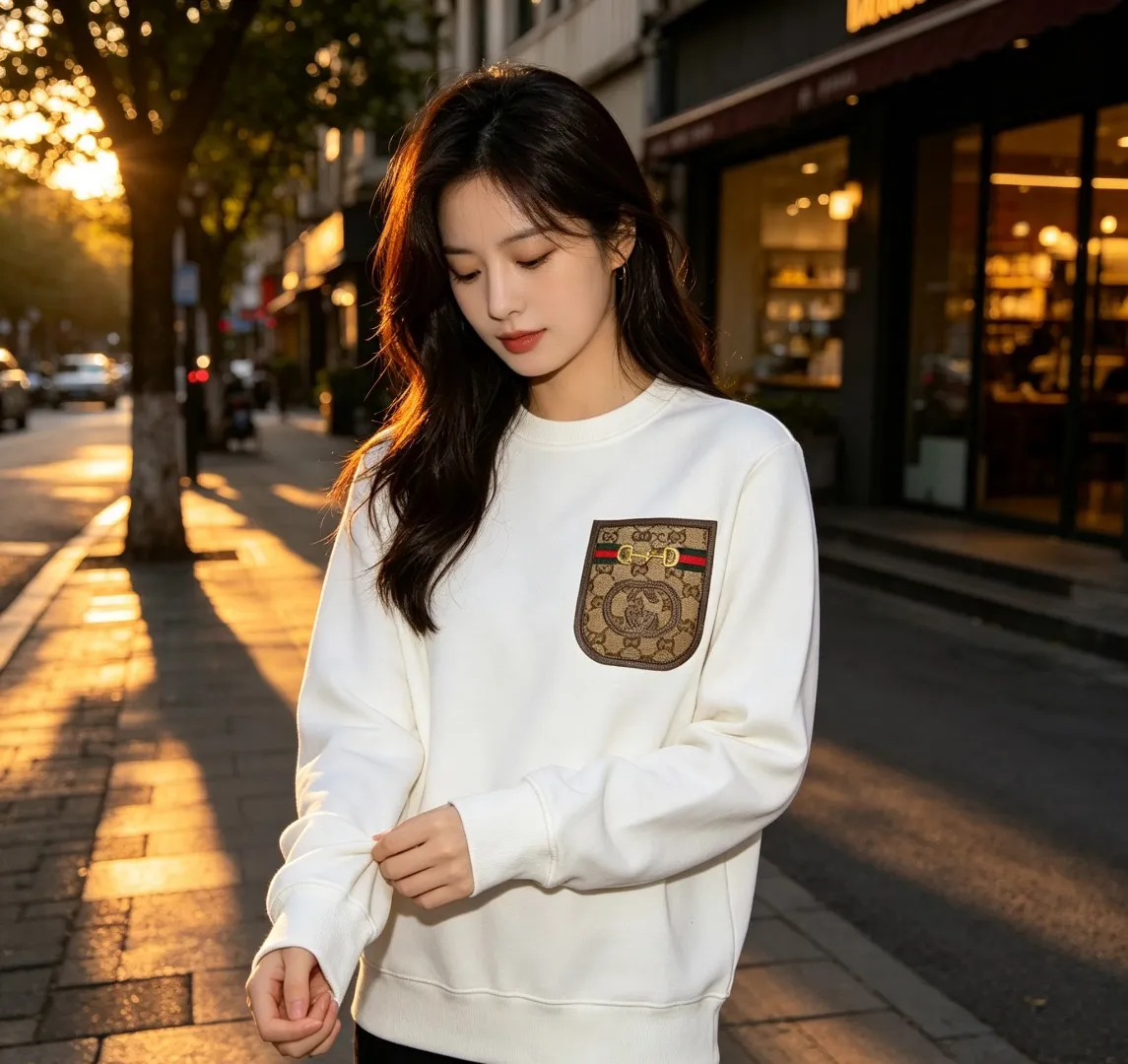 Gucci/Gucci pocket old flower patch round neck sweatshirt