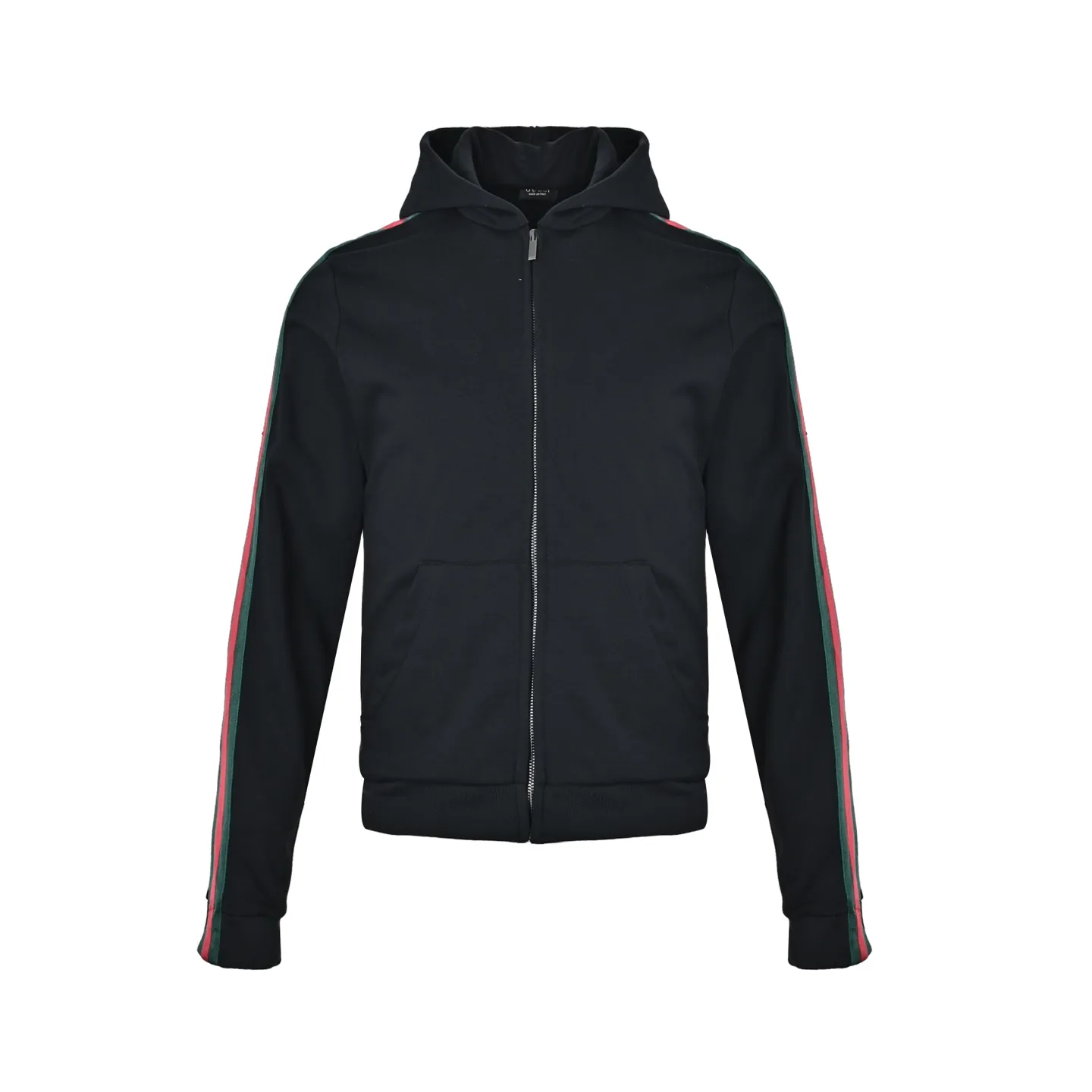 Gucci/Gucci Web red and green webbing knitted hooded jacket