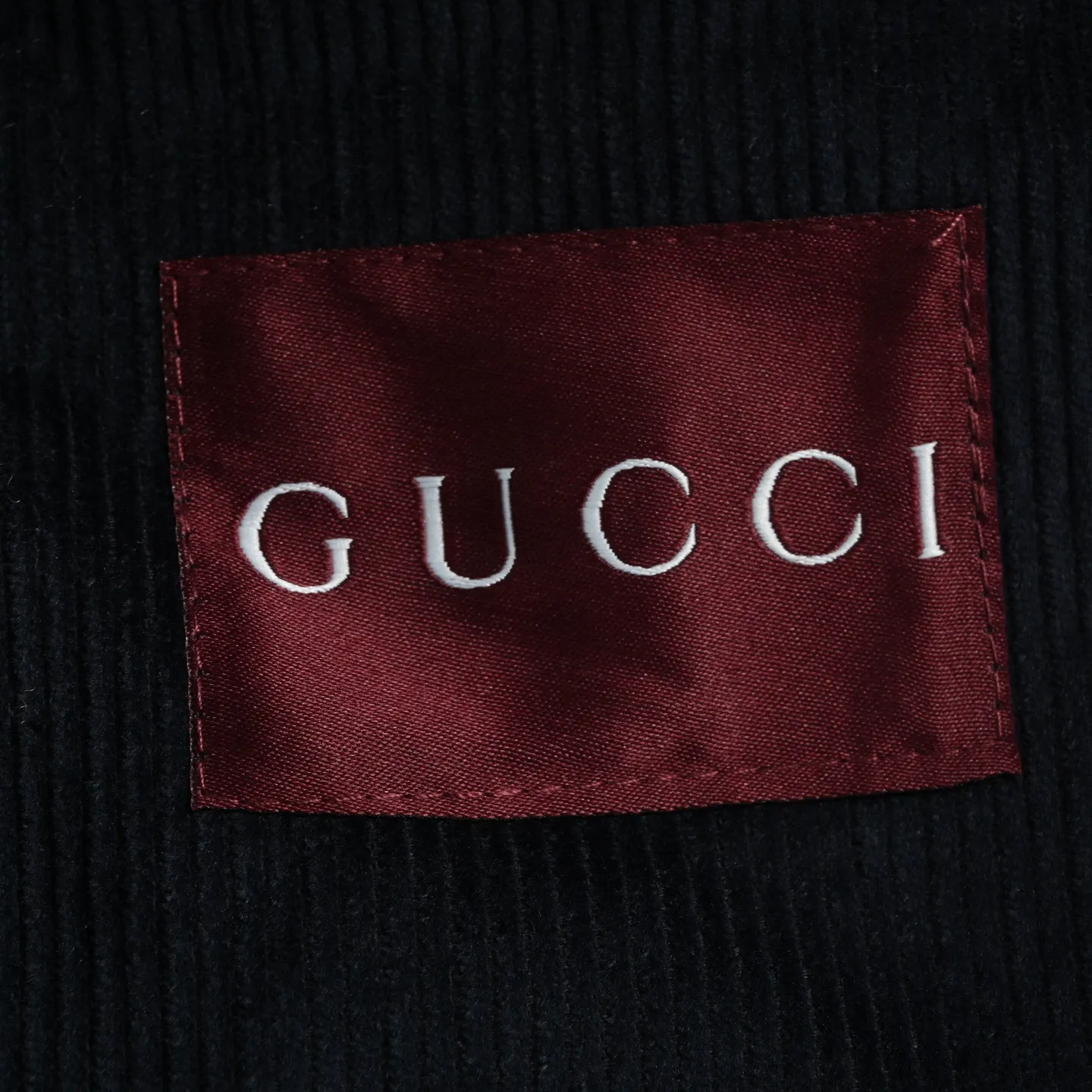 Gucci/Gucci embroidered leather collar corduroy jacket