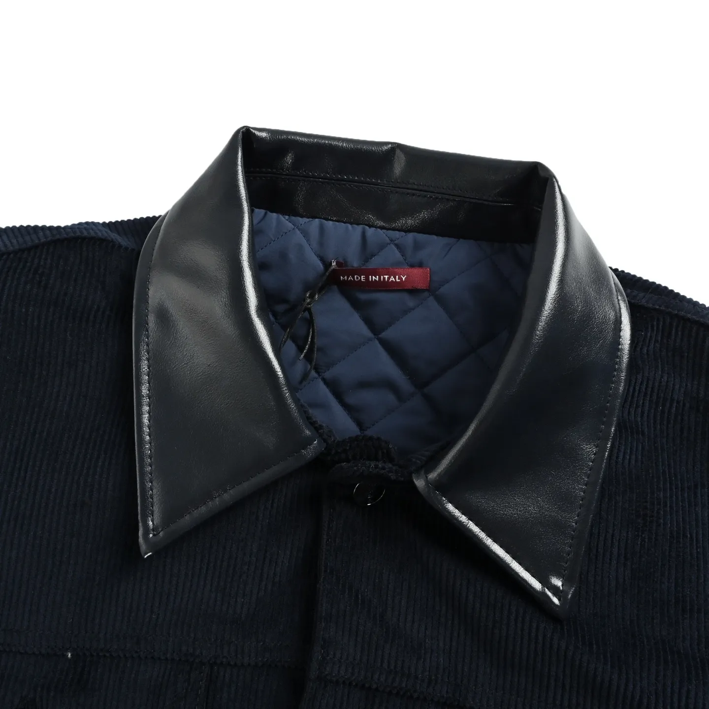 Gucci/Gucci embroidered leather collar corduroy jacket