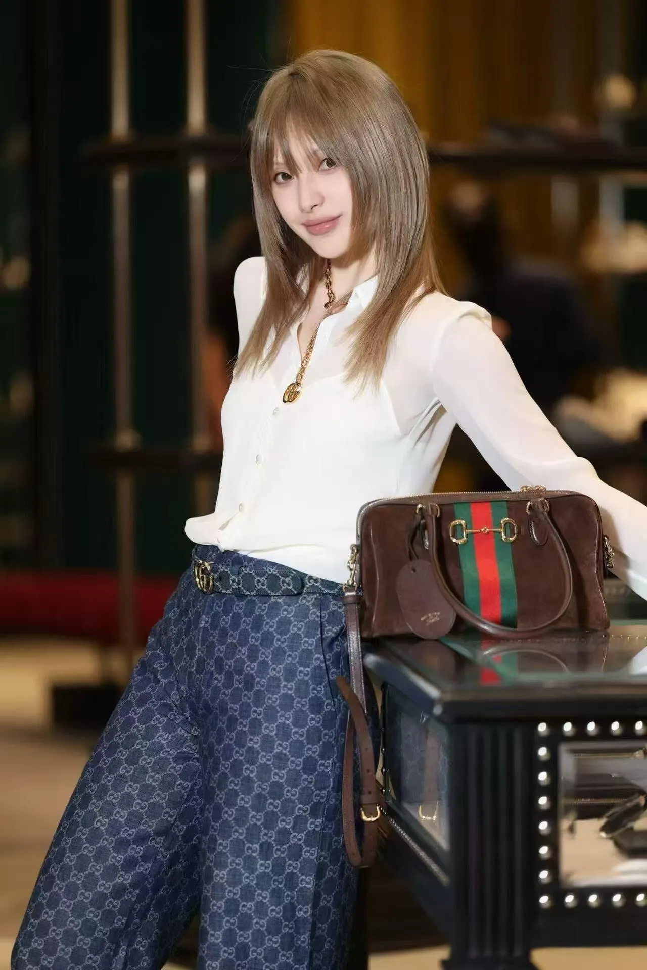 Gucci/Gucci old flower all over printed jacquard trousers