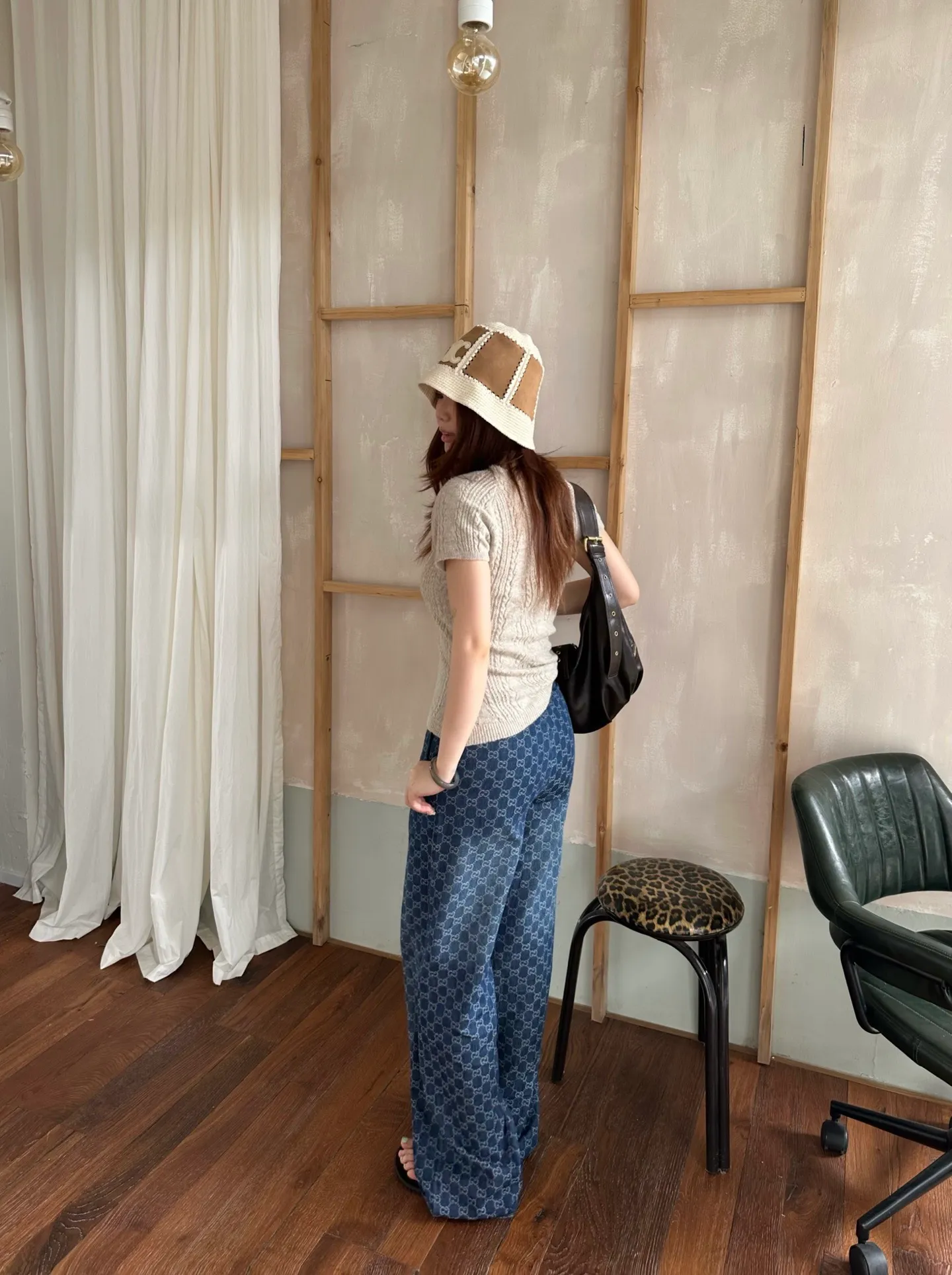 Gucci/Gucci old flower all over printed jacquard trousers