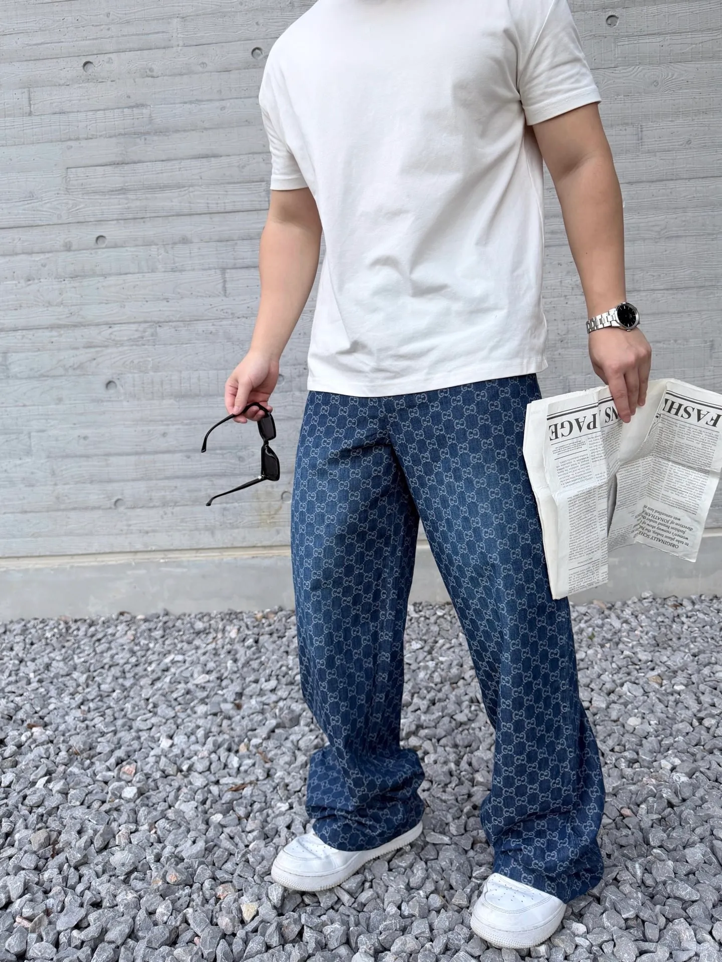 Gucci/Gucci old flower all over printed jacquard trousers
