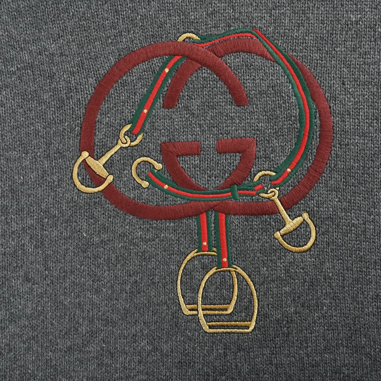 Gucci/Gucci red lantern embroidered crew neck sweater