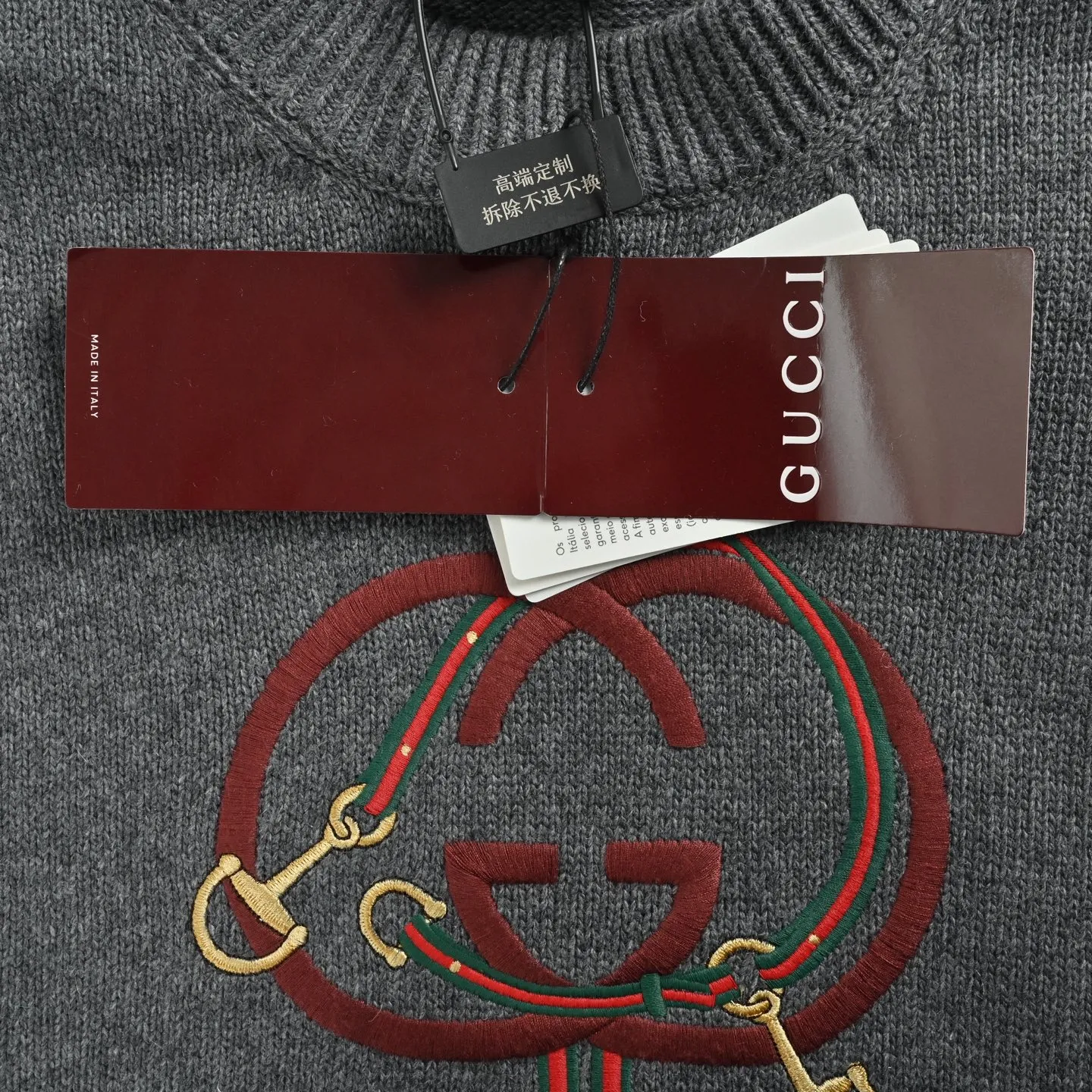 Gucci/Gucci red lantern embroidered crew neck sweater