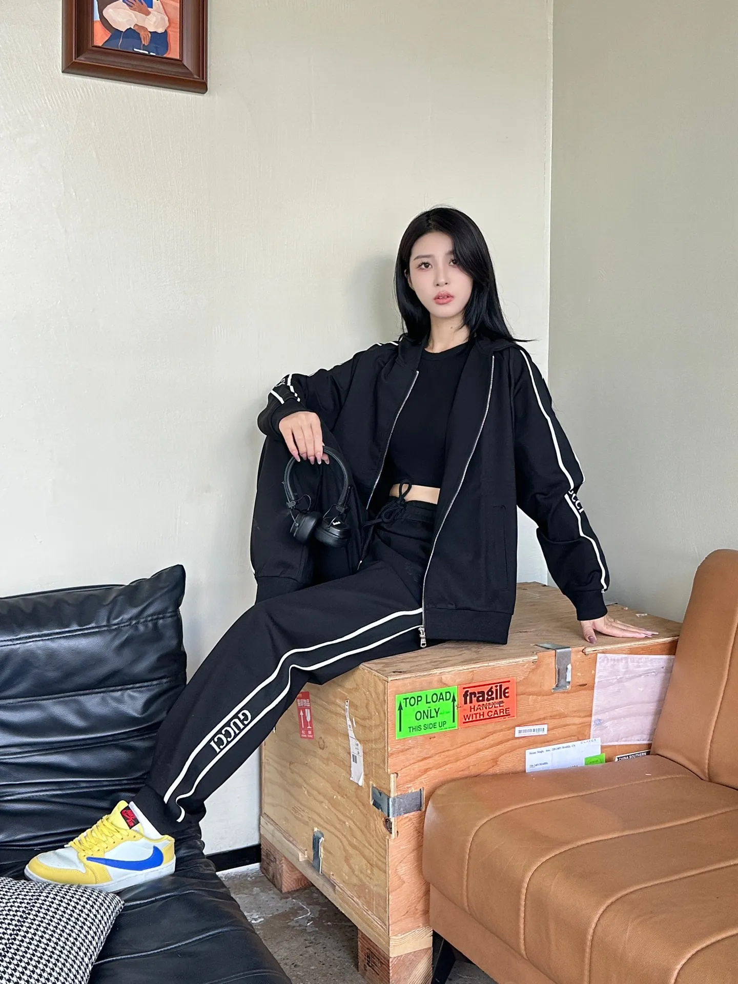 Gucci/Gucci 25Fw side webbing letter trousers