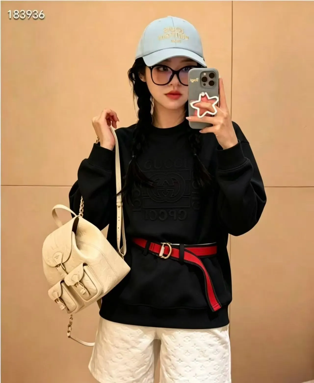 Gucci/Gucci 26Fw double G interlocking letter logo embossed round neck sweatshirt