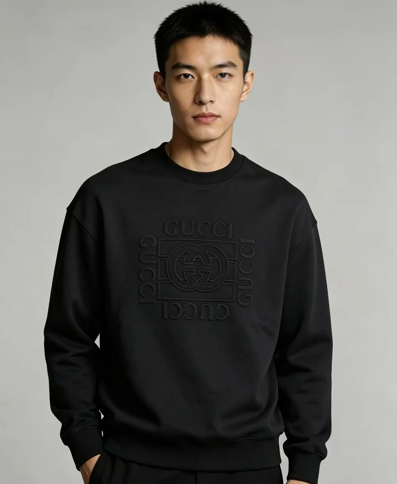 Gucci/Gucci 26Fw double G interlocking letter logo embossed round neck sweatshirt