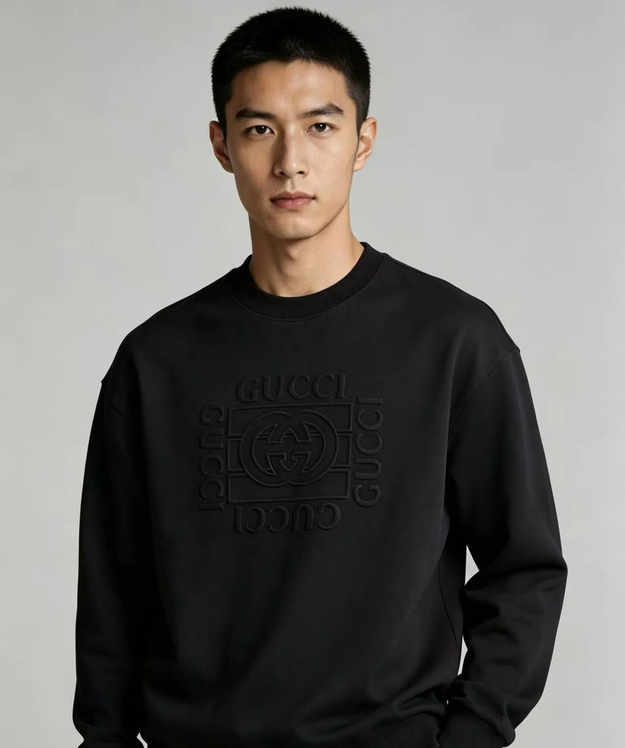 Gucci/Gucci 26Fw double G interlocking letter logo embossed round neck sweatshirt