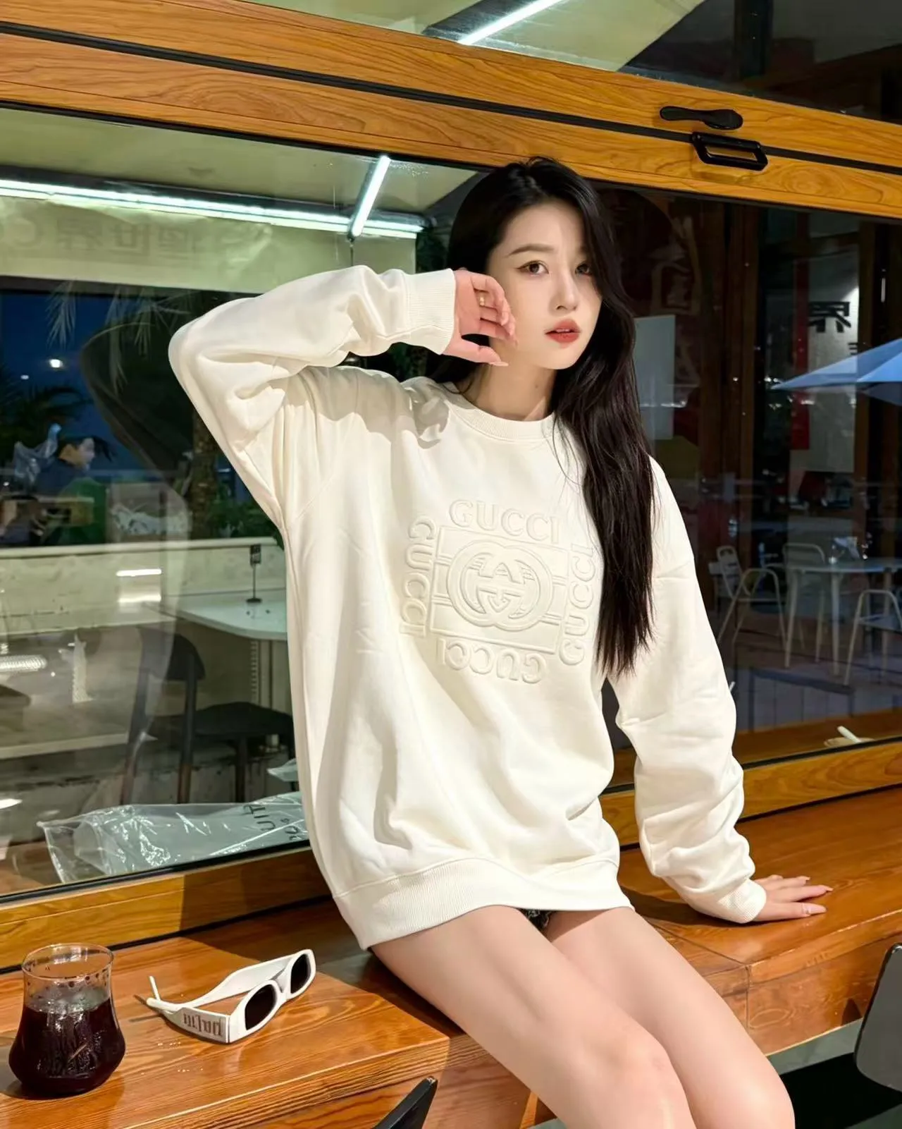 Gucci/Gucci 26Fw double G interlocking letter logo embossed round neck sweatshirt