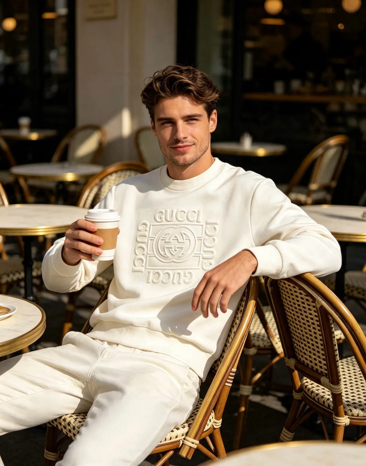 Gucci/Gucci 26Fw double G interlocking letter logo embossed round neck sweatshirt