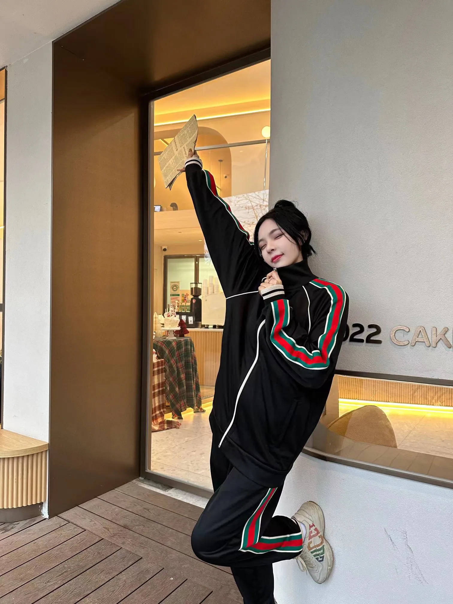Gucci/Gucci Classic red and green webbing suit jacket