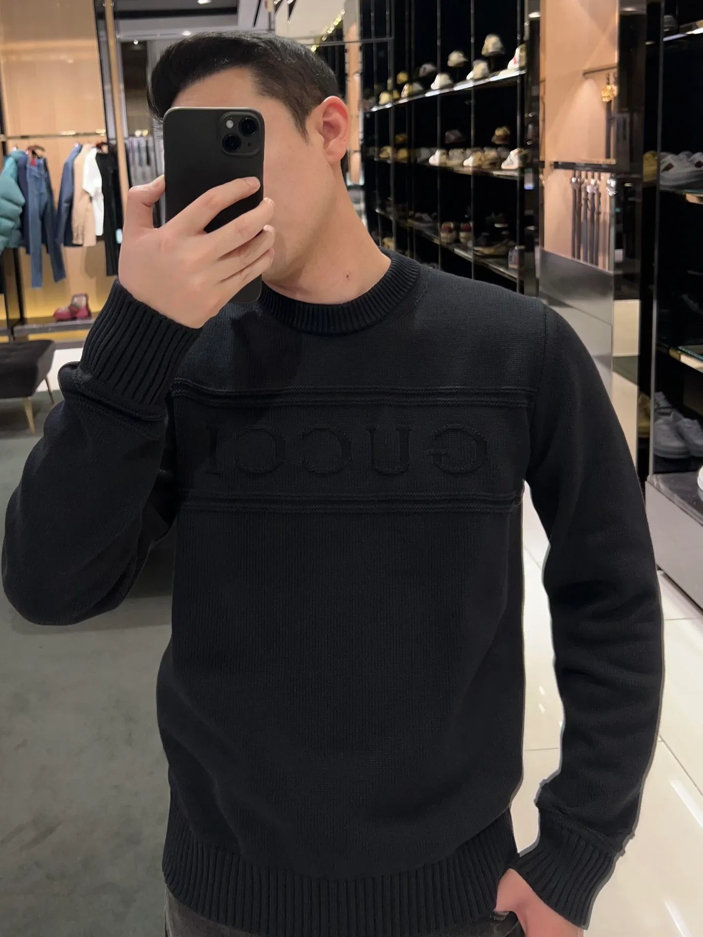 Gucci/Gucci letter jacquard crew neck sweater