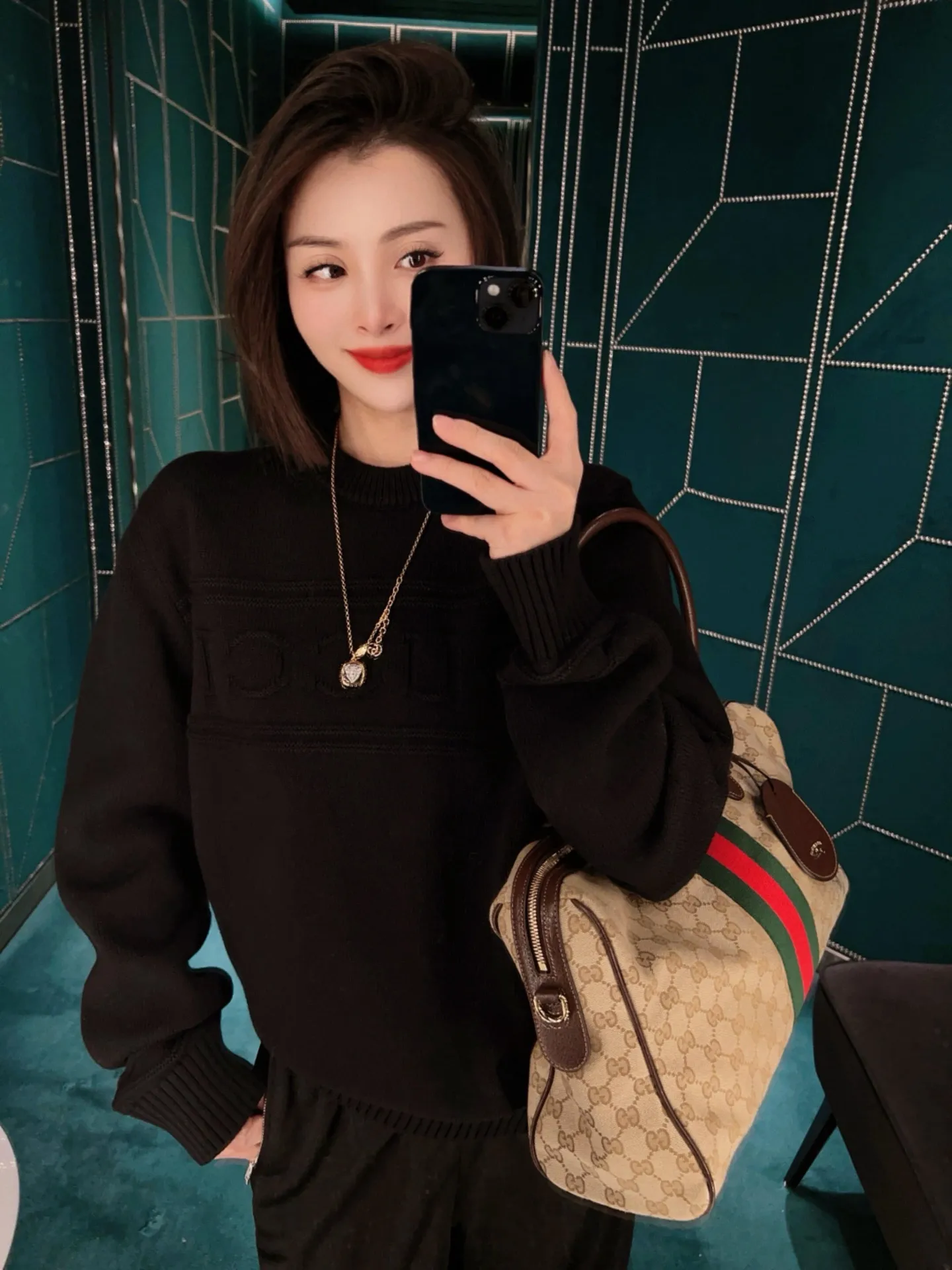 Gucci/Gucci letter jacquard crew neck sweater
