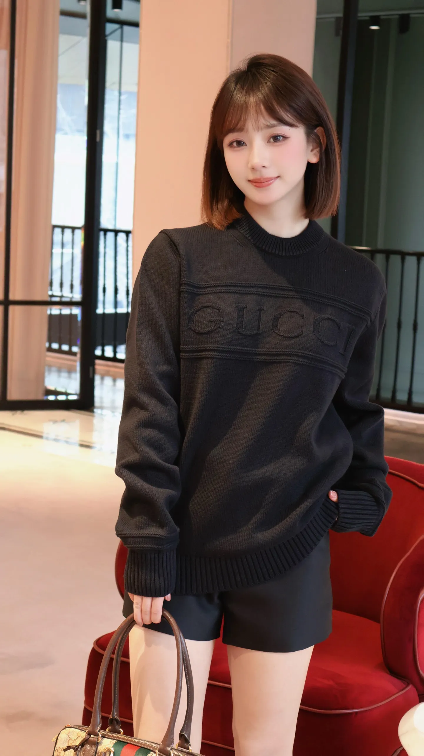 Gucci/Gucci letter jacquard crew neck sweater